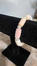 18mm Queen Conch Carved Barrel Bracelet with Freshwater Pearl