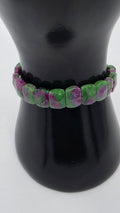 Ruby Zoisite Tile Bead Bracelet – 10mm Statement Gemstone Bracelet