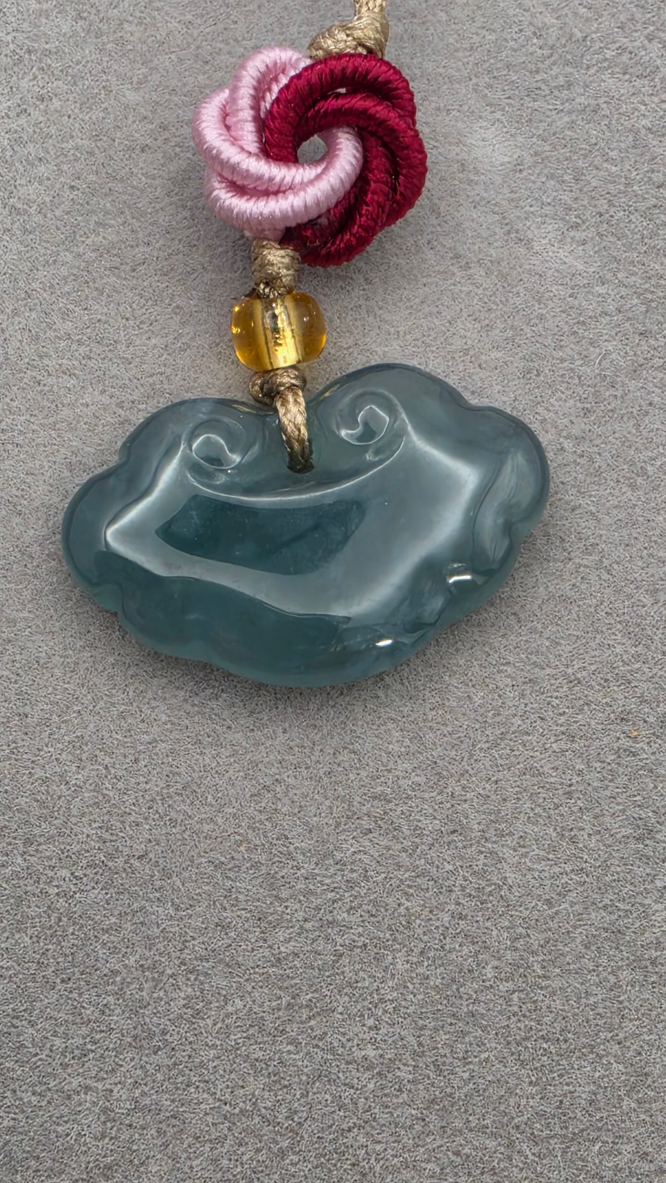 Traditional Ruyi Cloud Blue Water Jade Charm