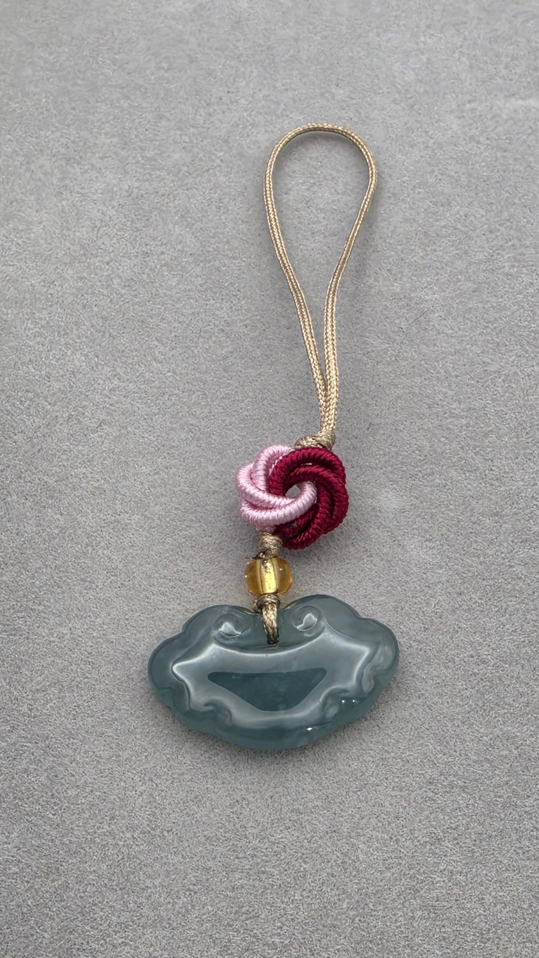 Traditional Ruyi Cloud Blue Water Jade Charm