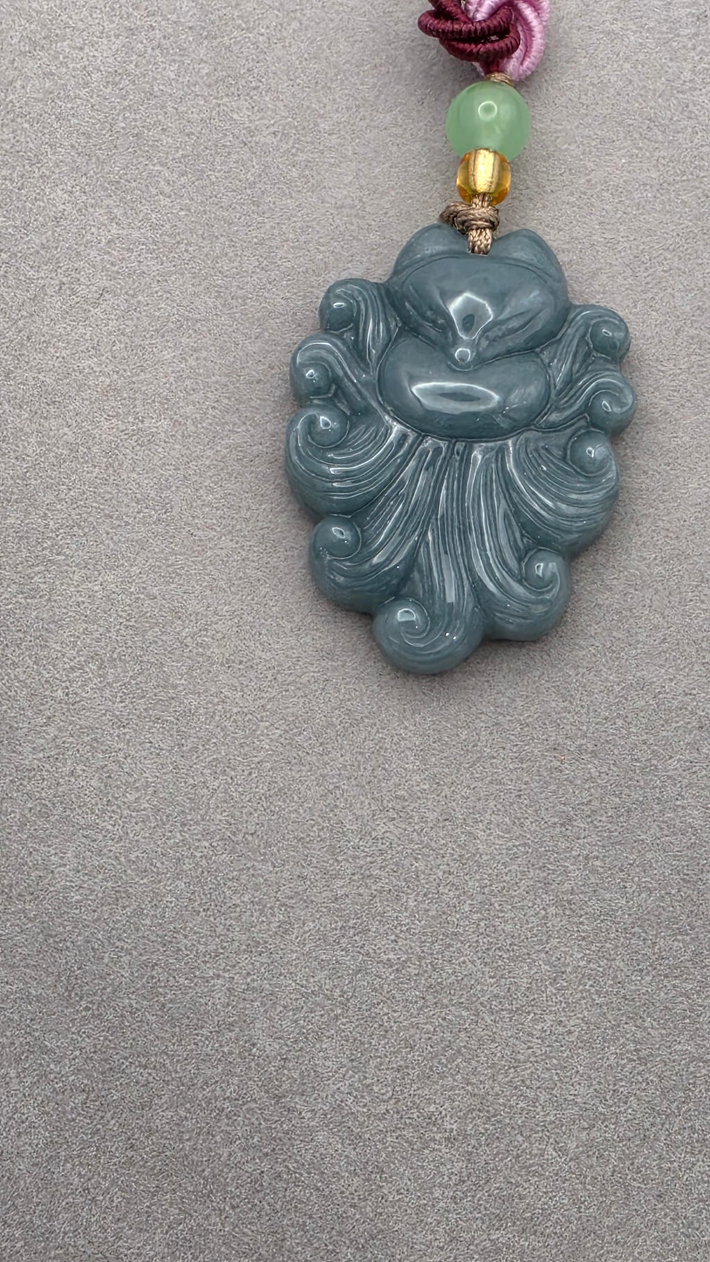 Blue Water Jade Nine-Tailed Fox Charm