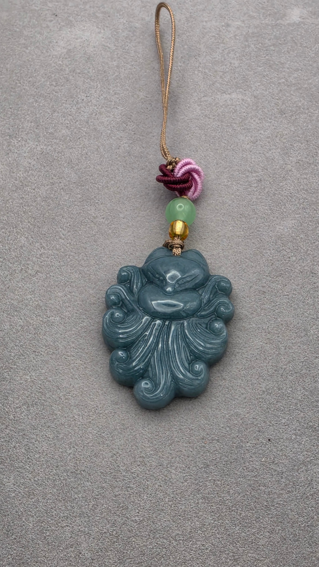 Blue Water Jade Nine-Tailed Fox Charm
