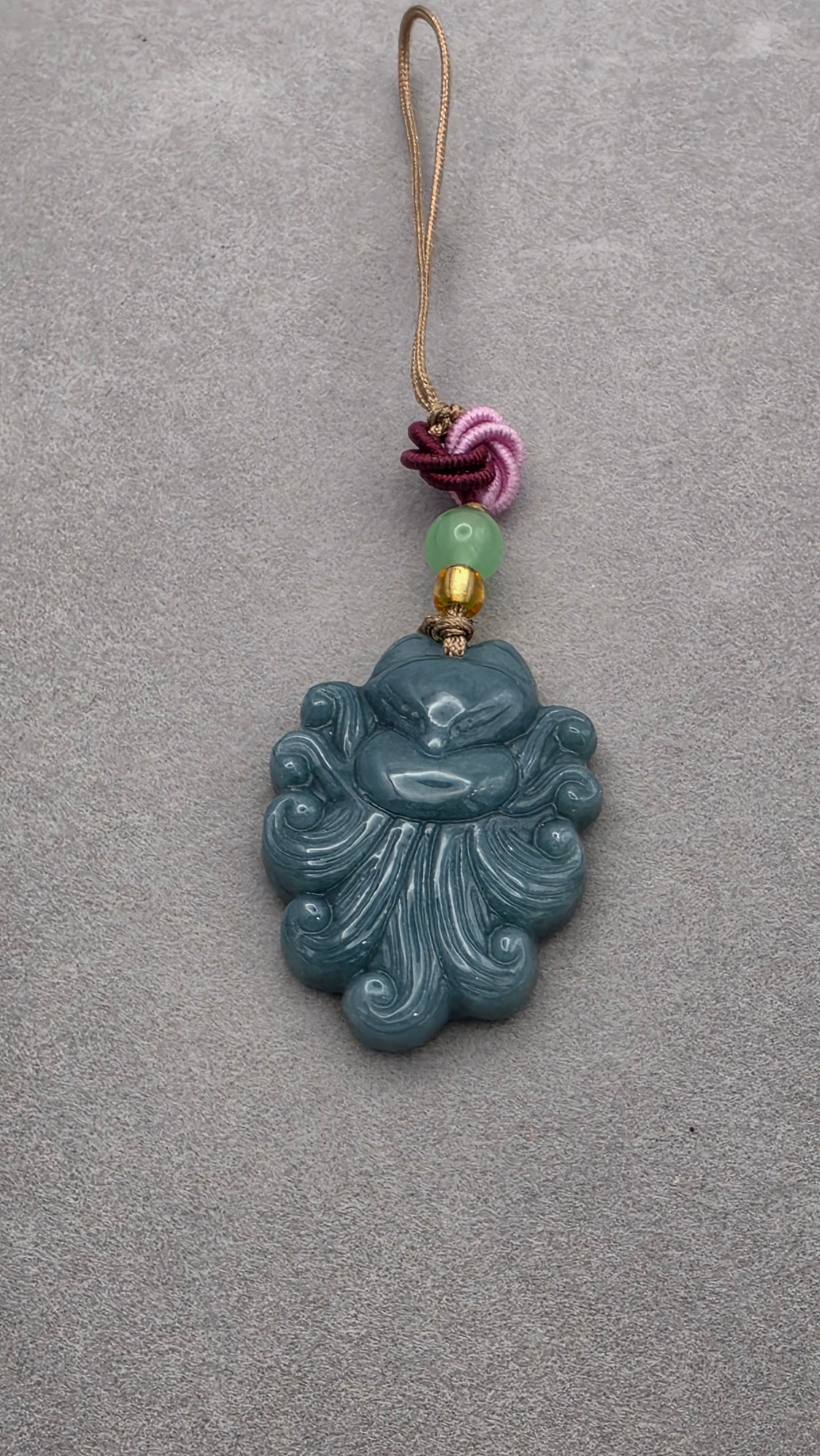 Blue Water Jade Nine-Tailed Fox Charm