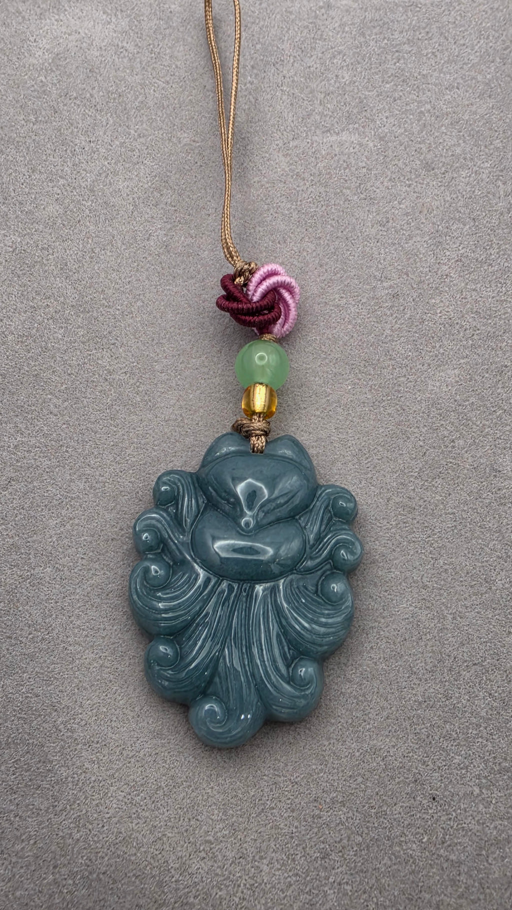 Blue Water Jade Nine-Tailed Fox Charm