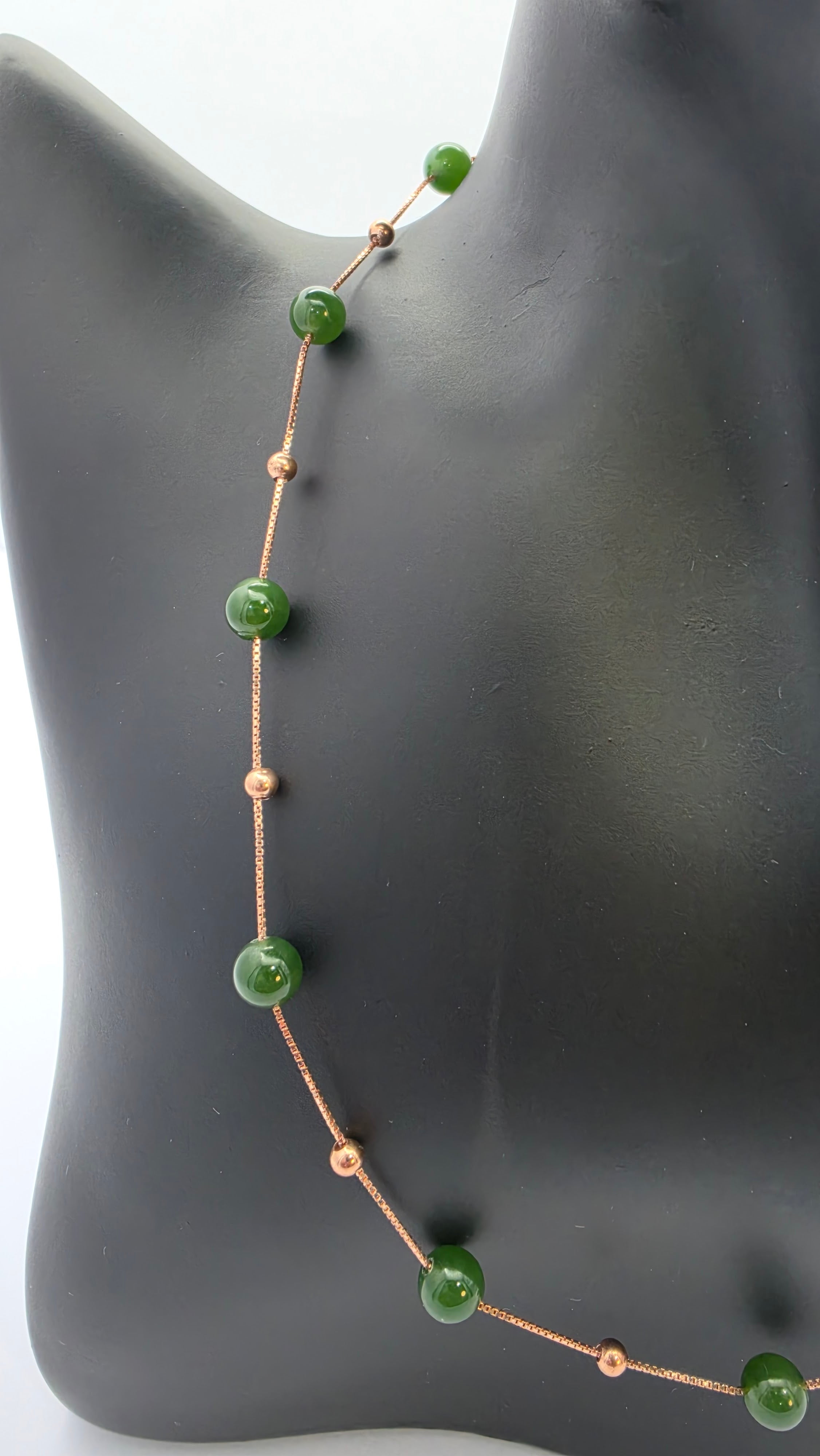 He Tian Jade Station Necklace in Gold Plated Sterling Silver