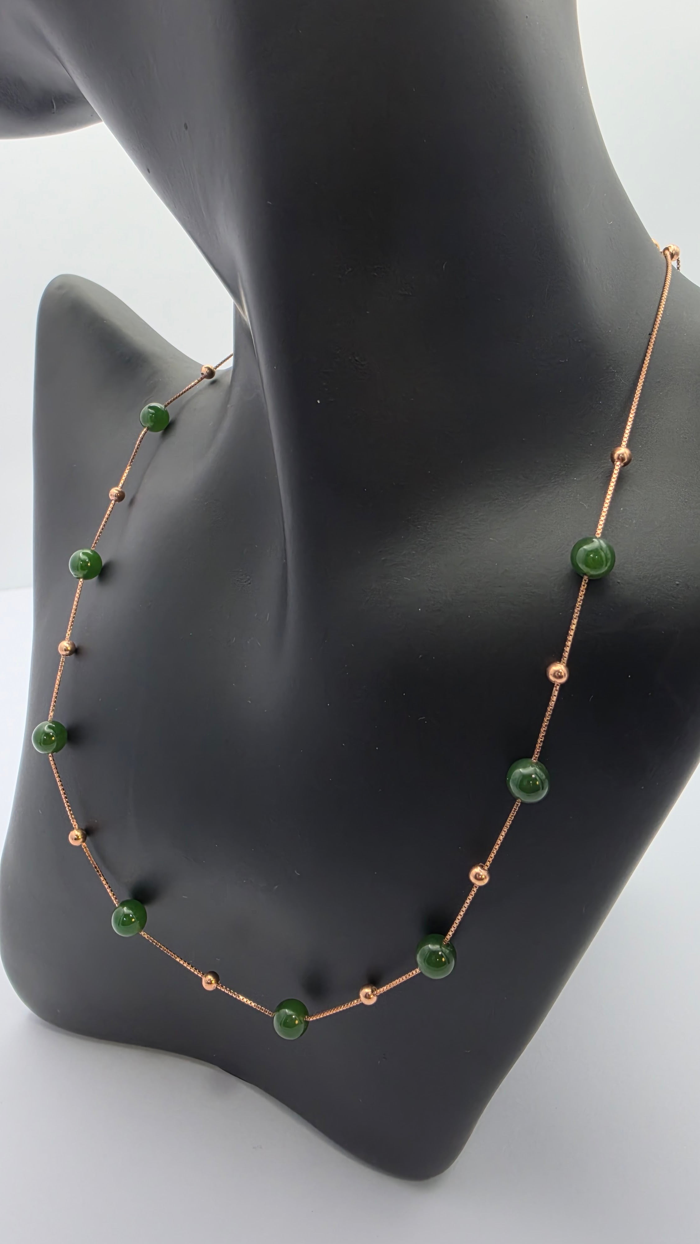 He Tian Jade Station Necklace in Gold Plated Sterling Silver