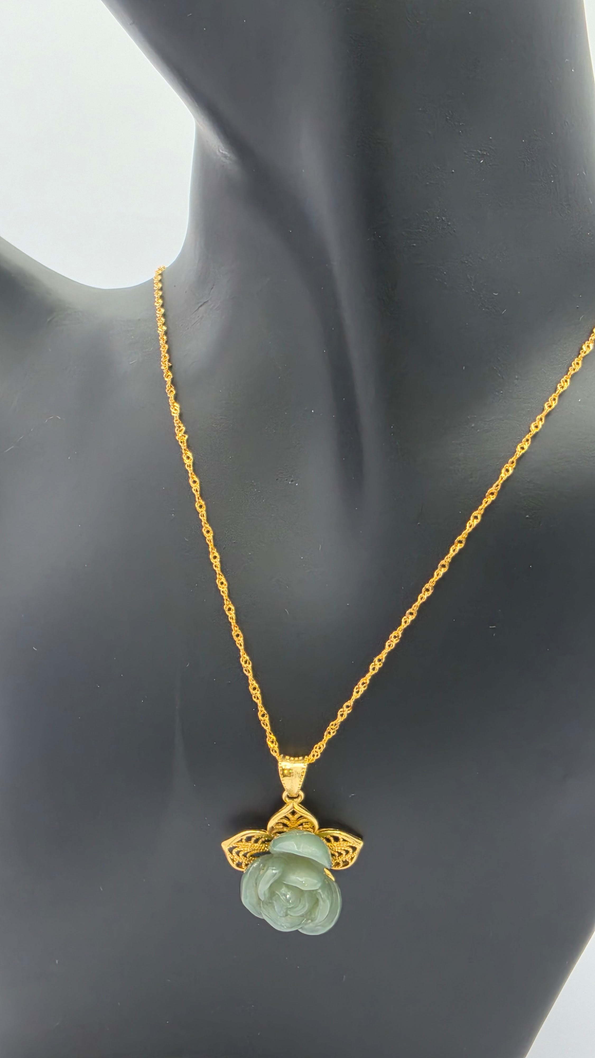 Celestial Rose He Tian Jade Pendant Necklace