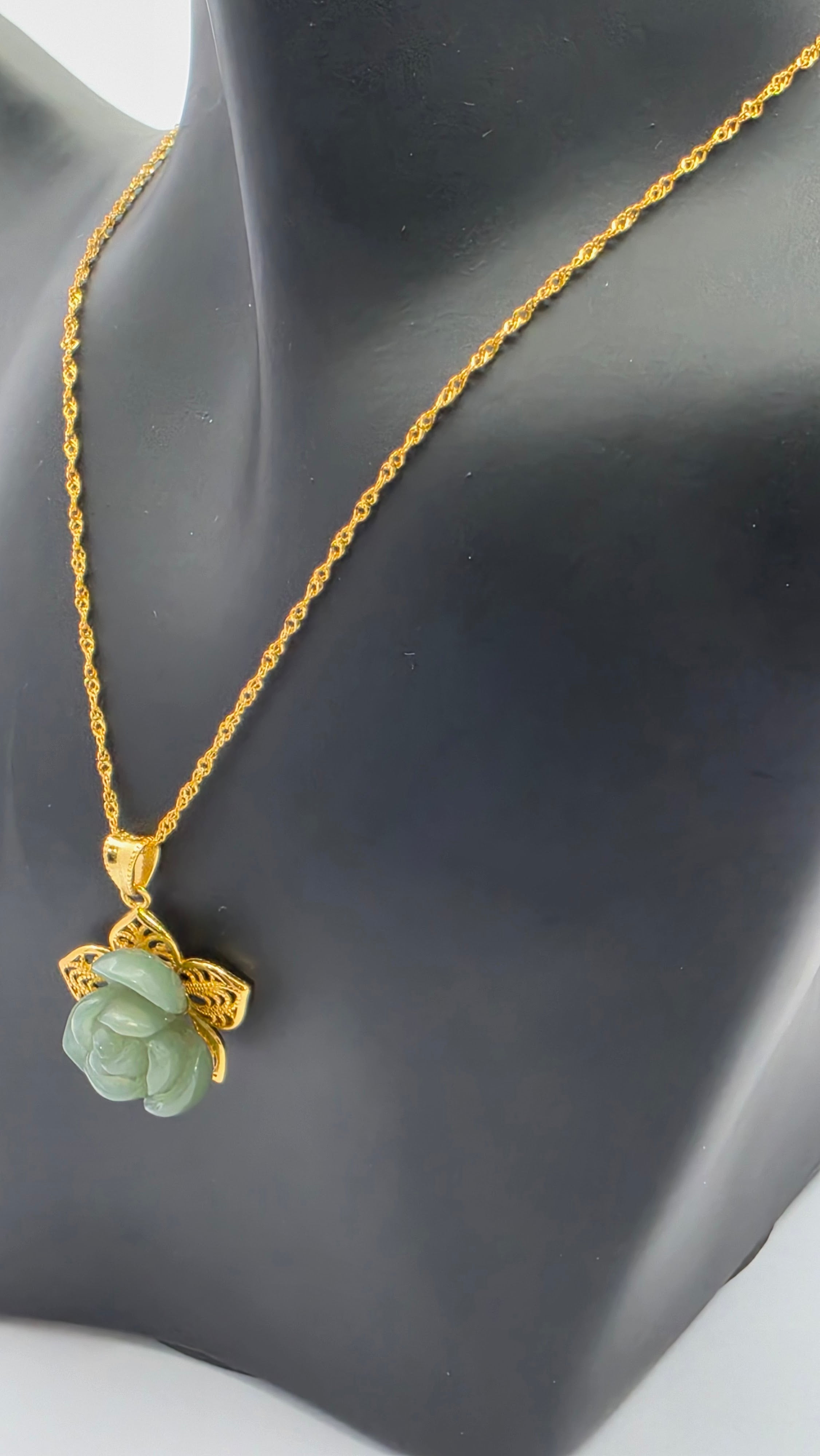 Celestial Rose He Tian Jade Pendant Necklace