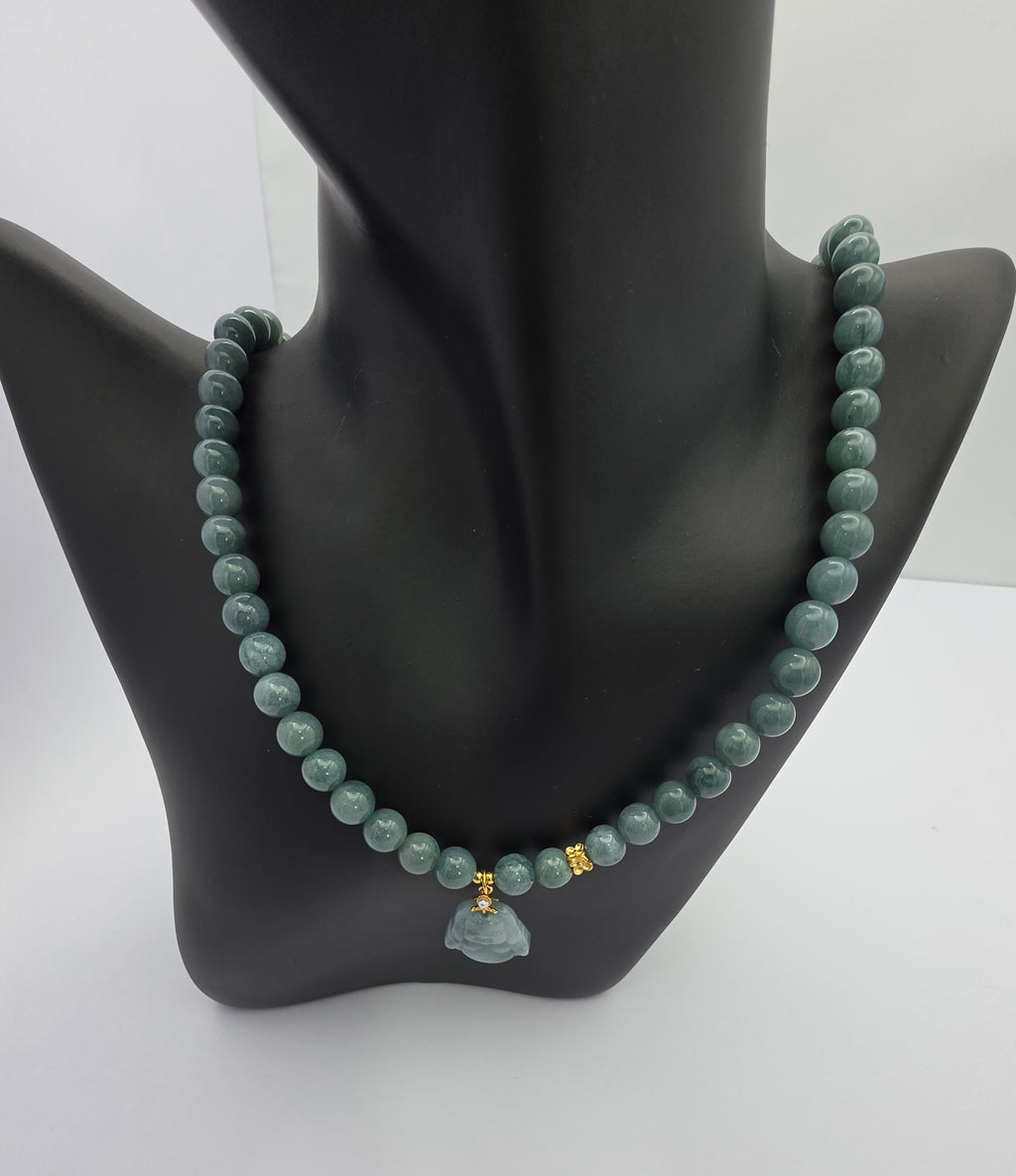 Blue Water Jade Buddha Pendant Necklace