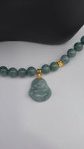 Blue Water Jade Buddha Pendant Necklace