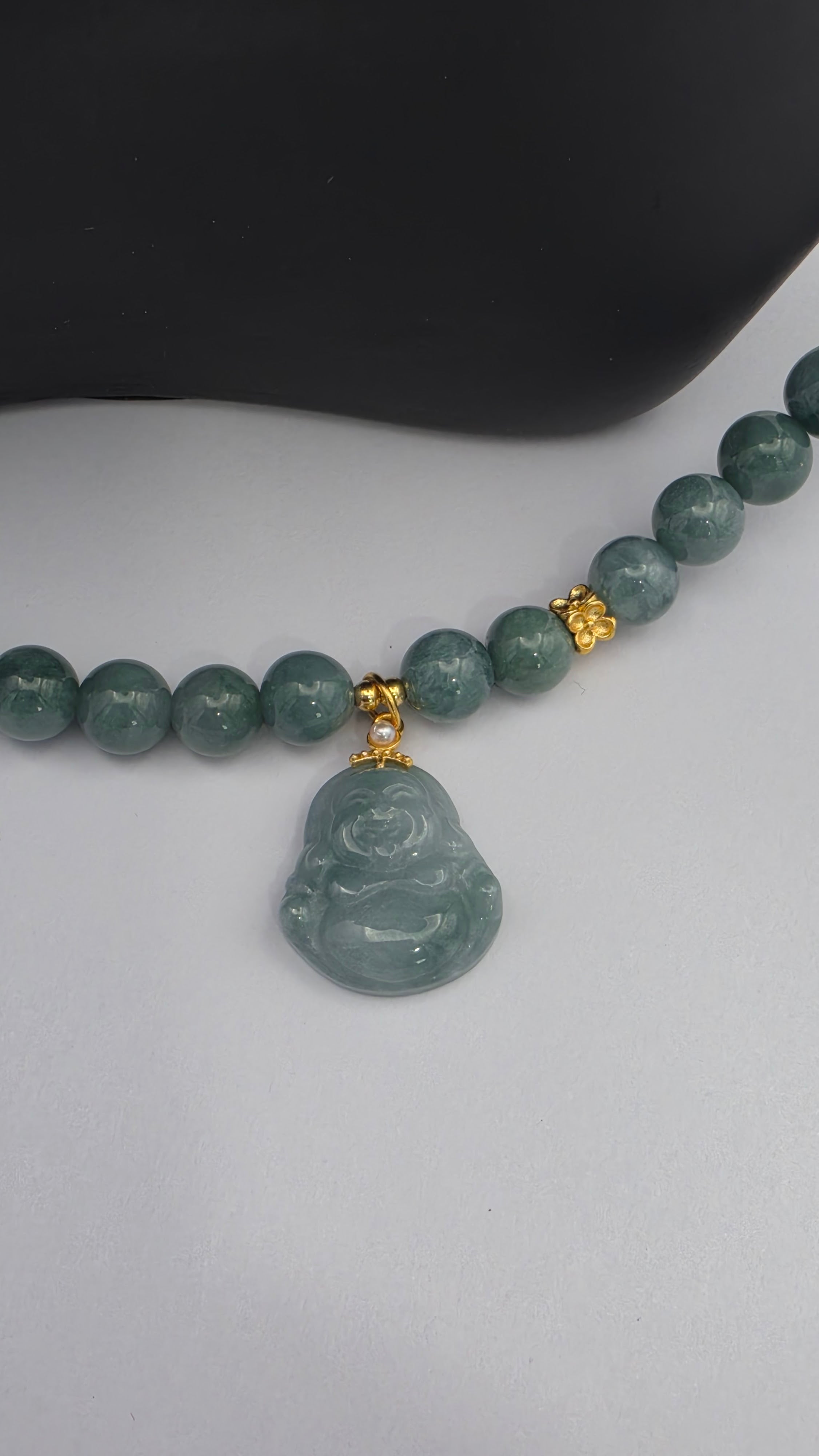 Blue Water Jade Buddha Pendant Necklace