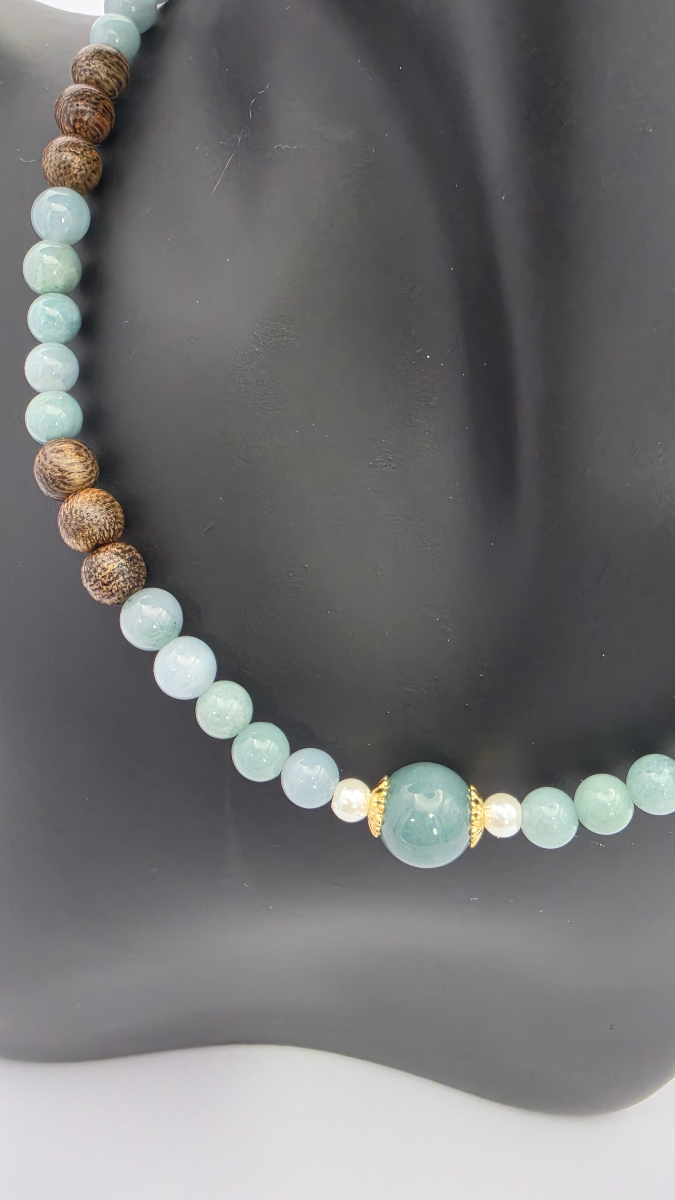 Blue Water Jade Double Wrap Choker Bracelet