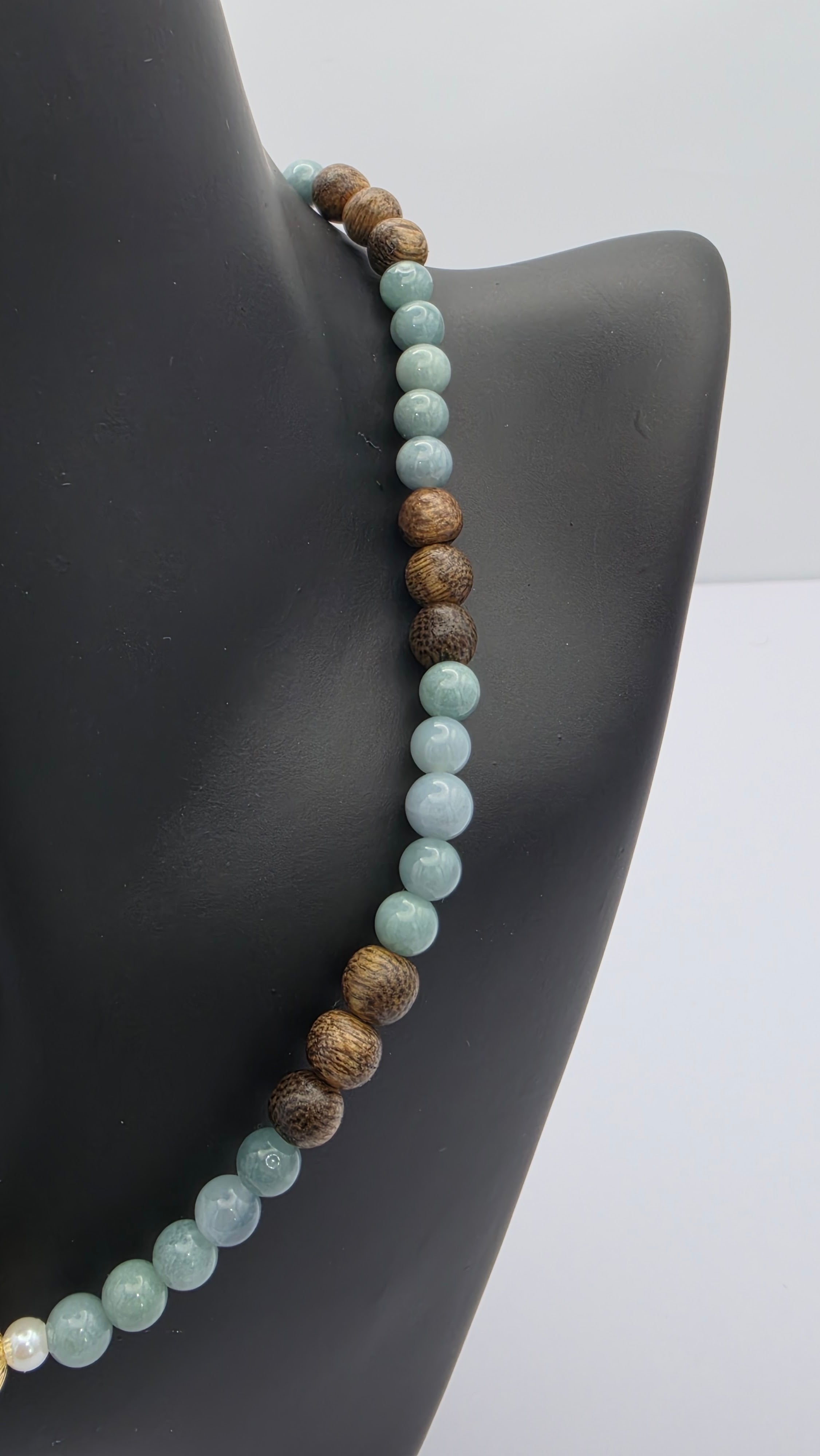 Blue Water Jade Double Wrap Choker Bracelet