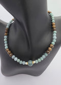 Blue Water Jade Double Wrap Choker Bracelet