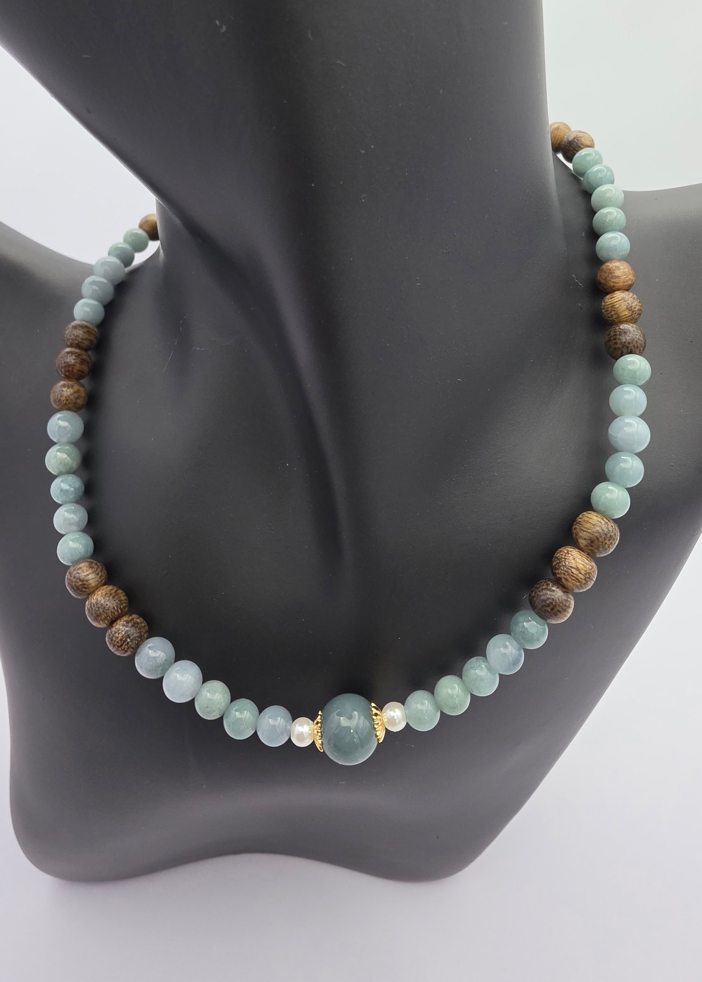 Blue Water Jade Double Wrap Choker Bracelet