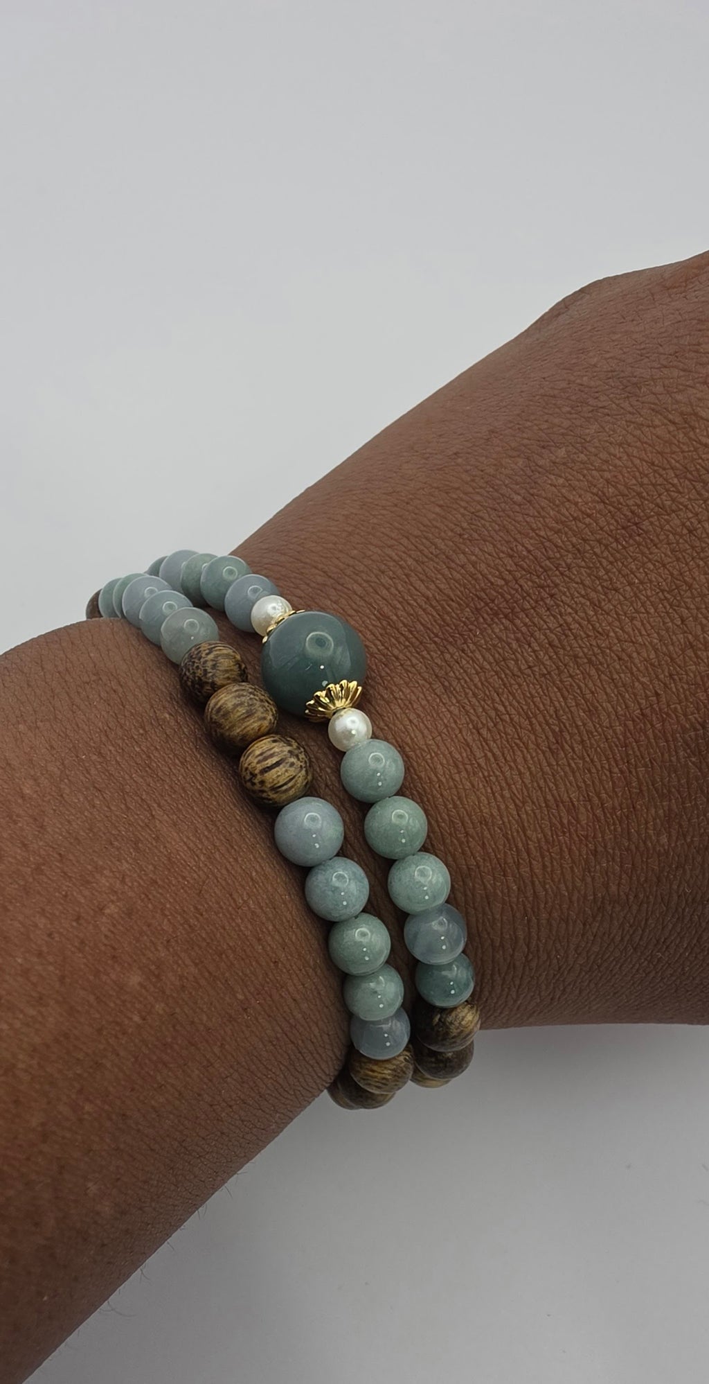 Blue Water Jade Double Wrap Choker Bracelet