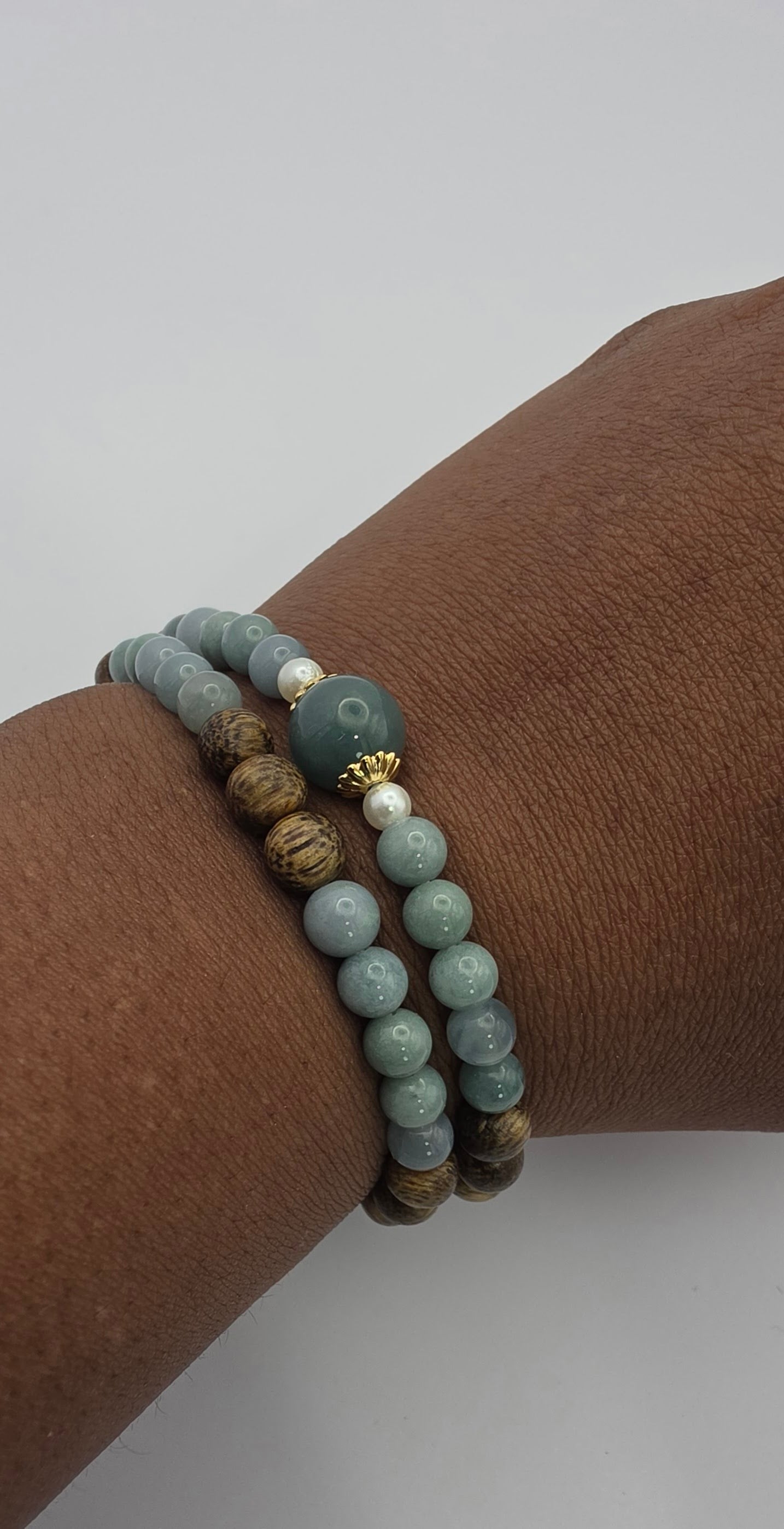 Blue Water Jade Double Wrap Choker Bracelet