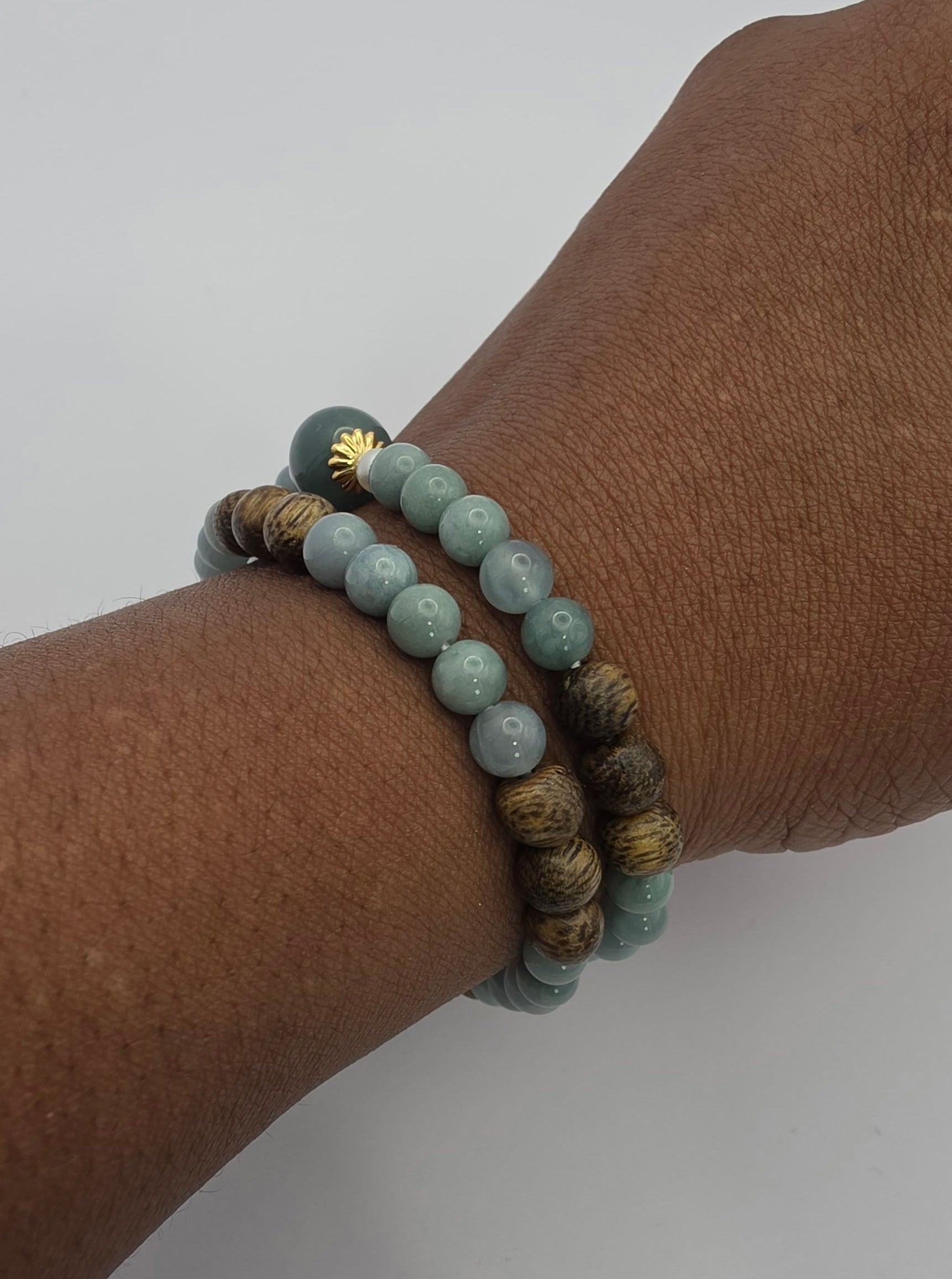 Blue Water Jade Double Wrap Choker Bracelet