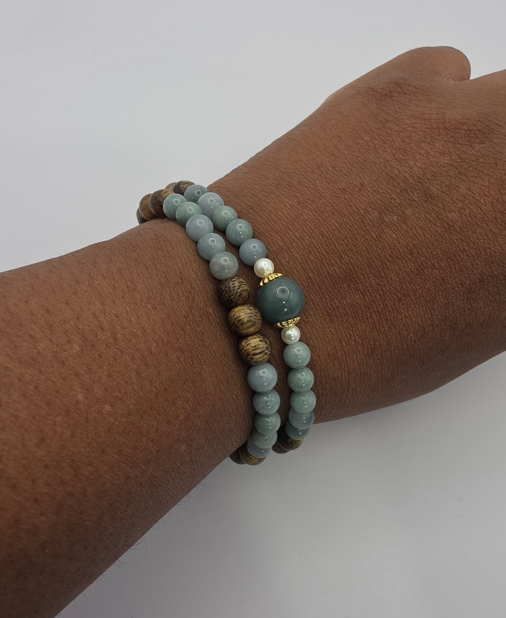 Blue Water Jade Double Wrap Choker Bracelet