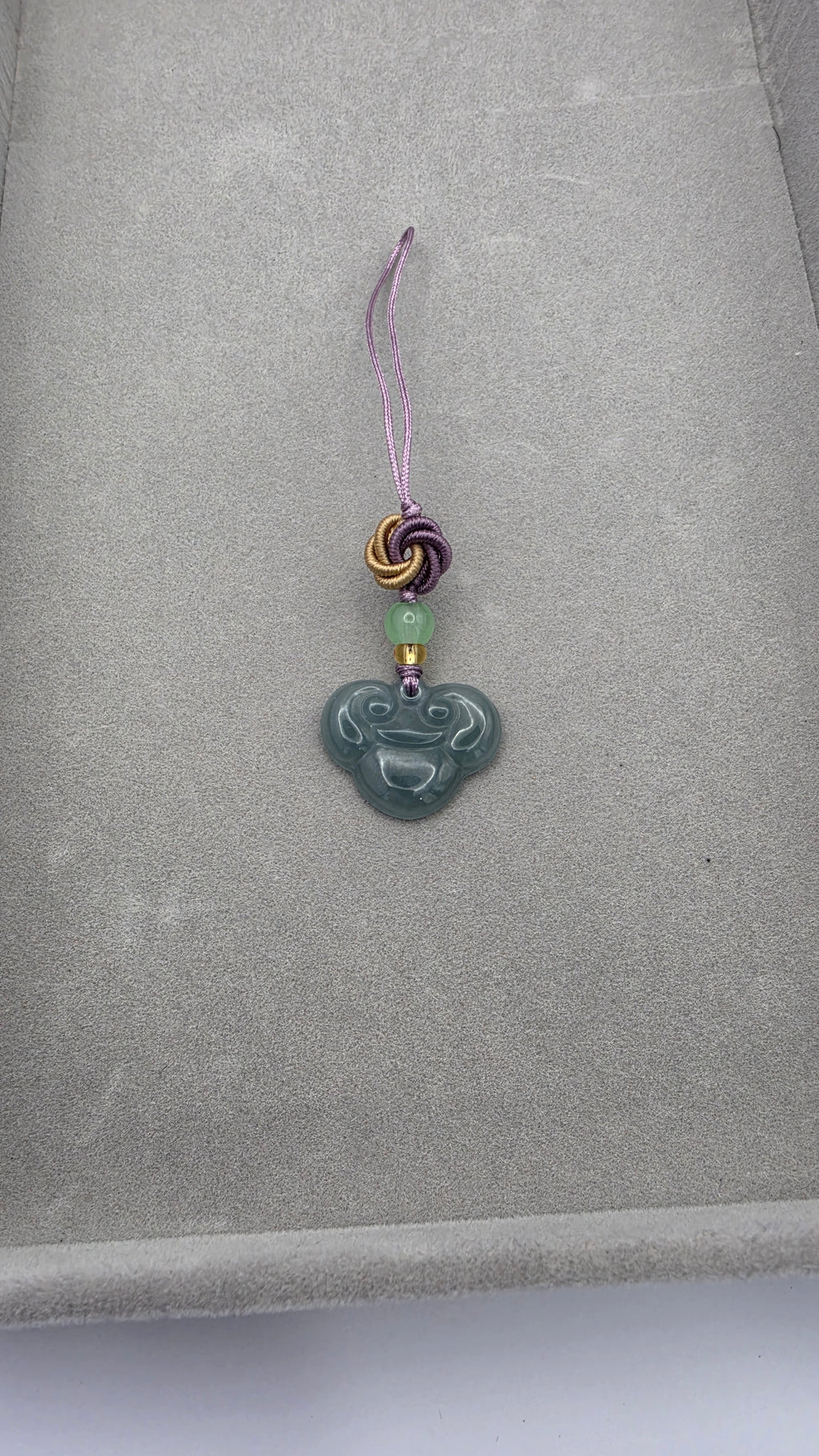 Blue Water Jade Prosperity Cloud Charm with Decorative Knot