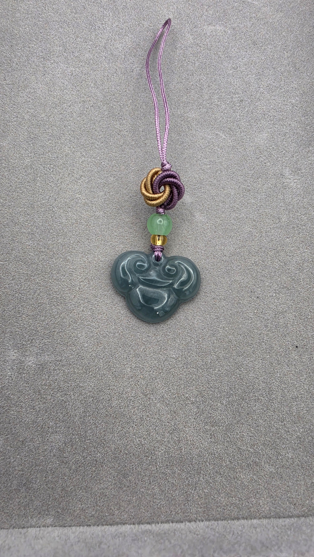 Blue Water Jade Prosperity Cloud Charm with Decorative Knot