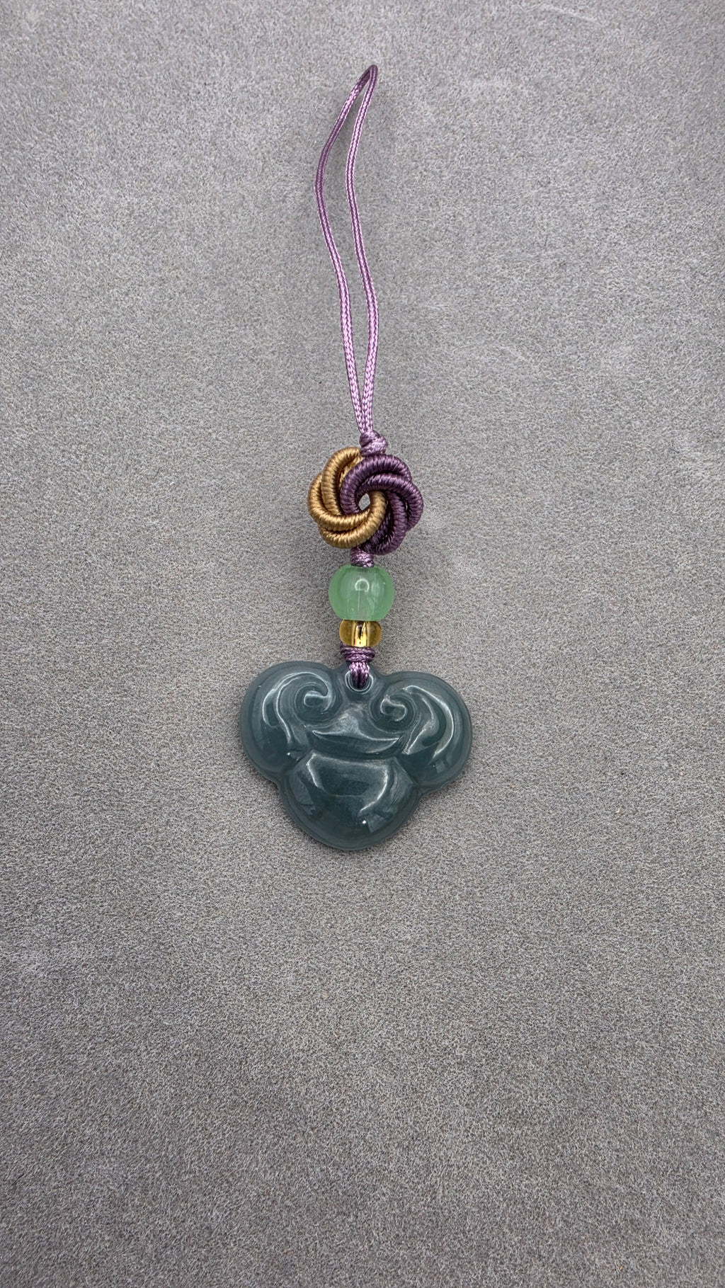 Blue Water Jade Prosperity Cloud Charm with Decorative Knot