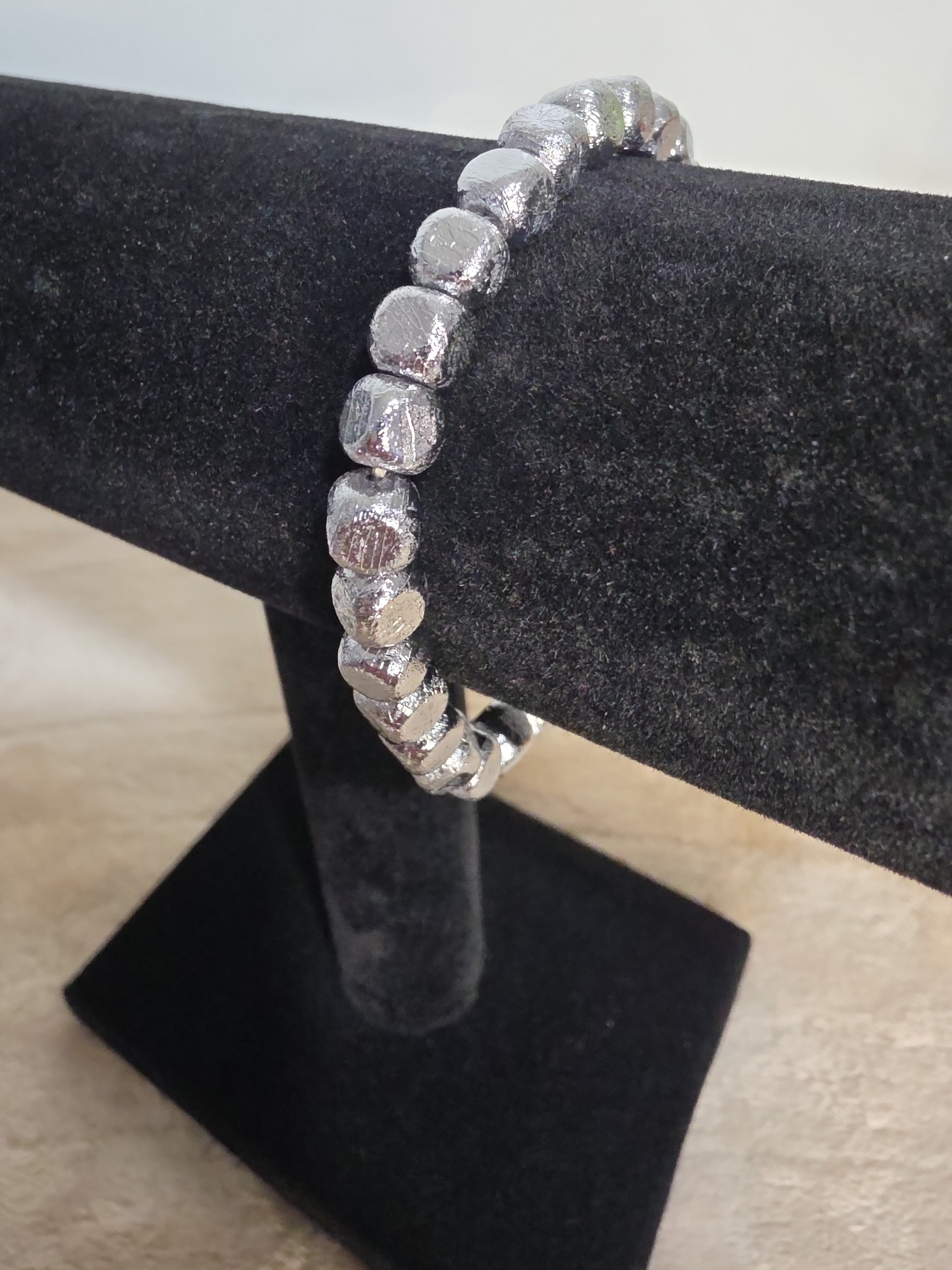 6–7mm Iron Meteorite Cube Bracelet