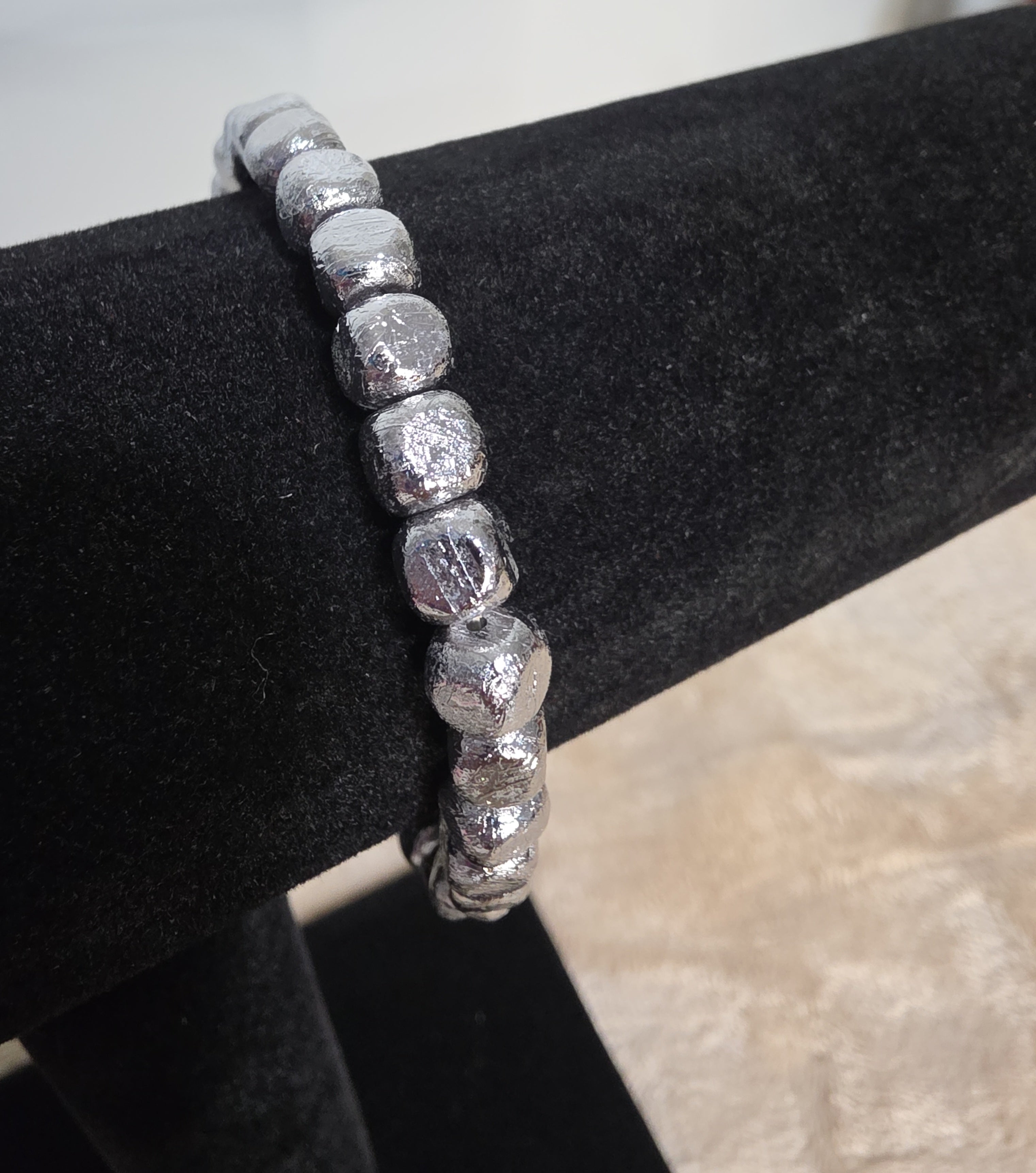 6–7mm Iron Meteorite Cube Bracelet