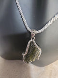 Moldavite Sterling Silver Pendant Necklace