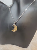 17mm Libyan Desert Glass Crescent Moon Necklace in Sterling Silver