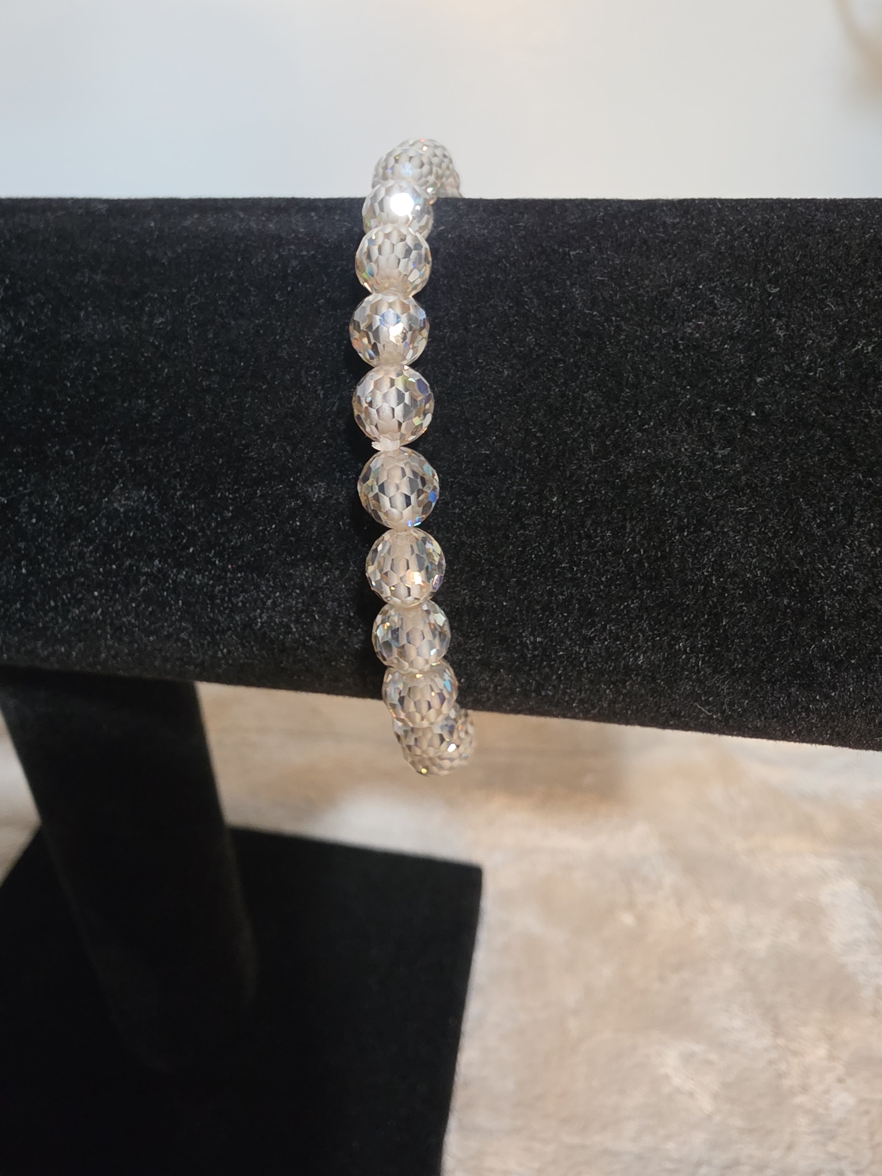 6mm Clear Moissanite Faceted Bracelet