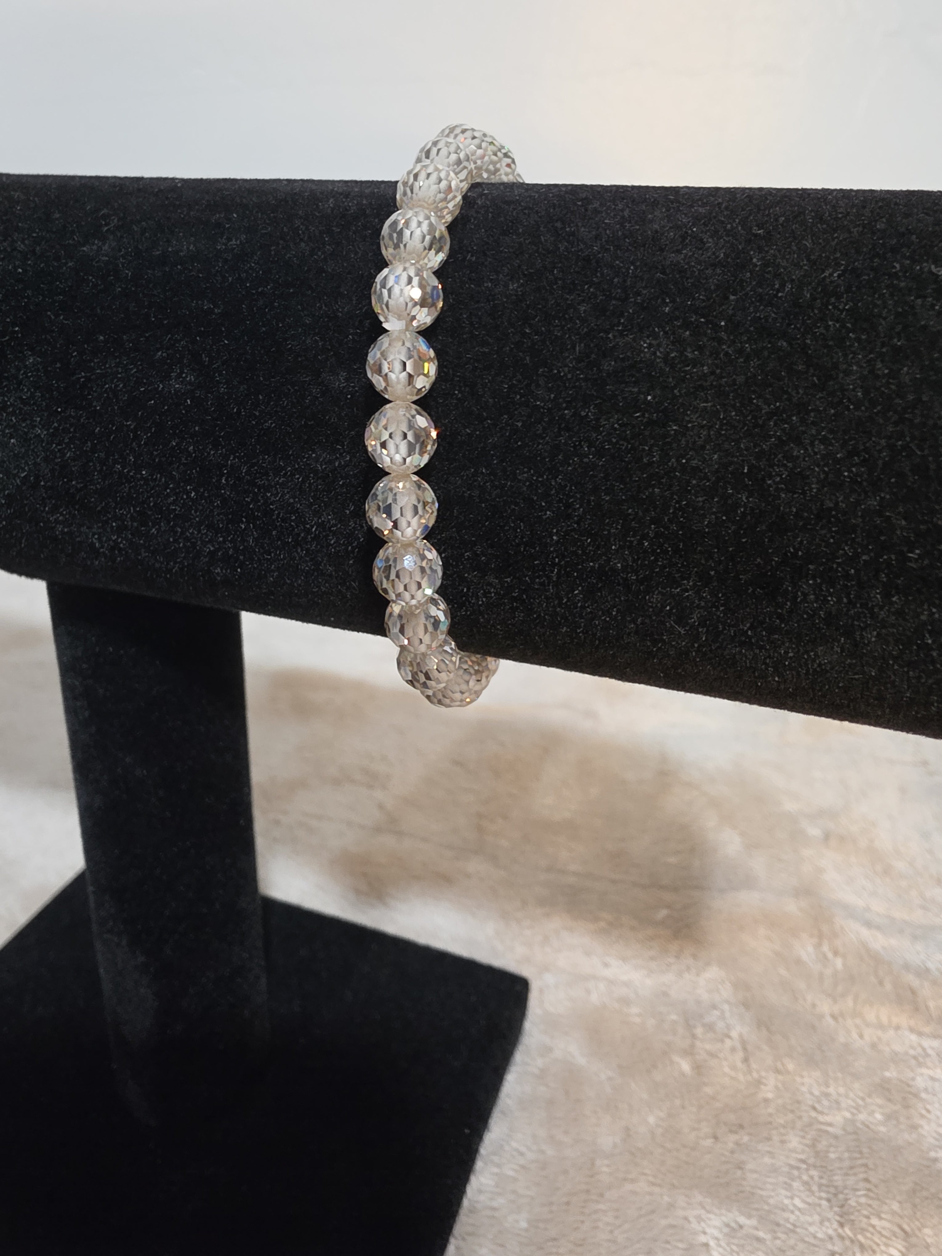 6mm Clear Moissanite Faceted Bracelet