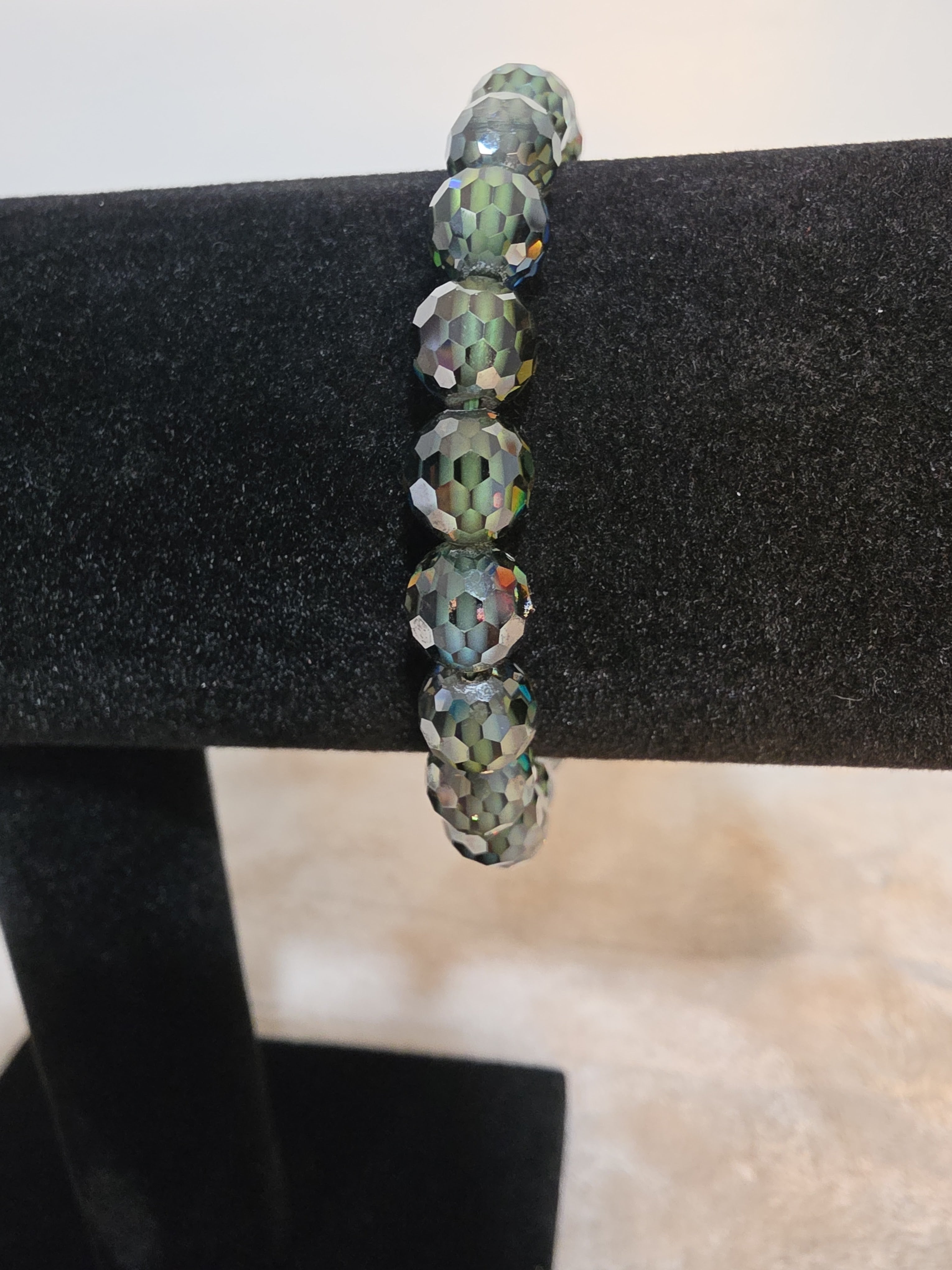 8mm Green Moissanite Faceted Bracelet