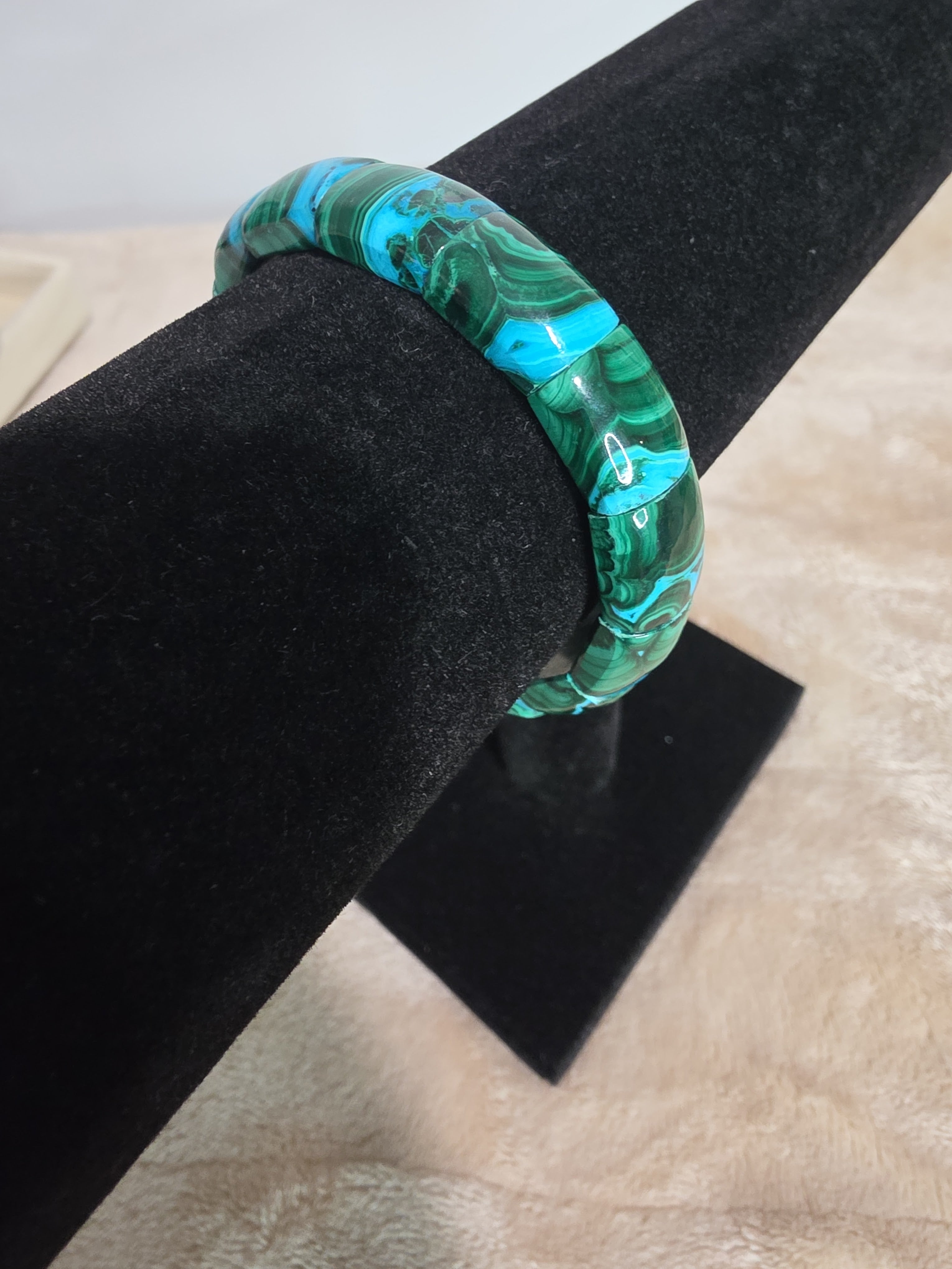 15mm Chrysocolla Tile Bracelet