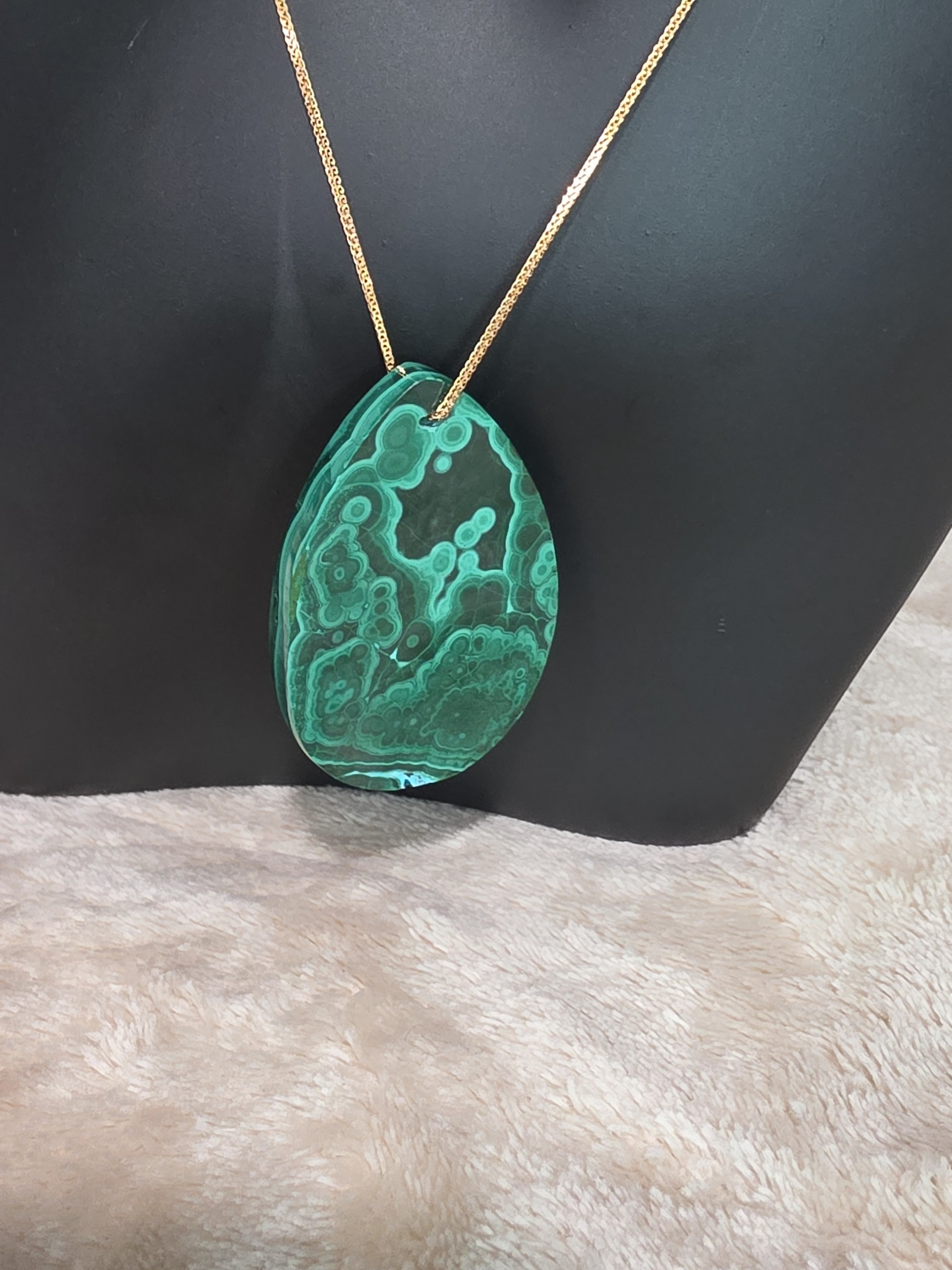 40mm Chrysocolla Pendant Necklace on Gold-Plated Sterling Silver