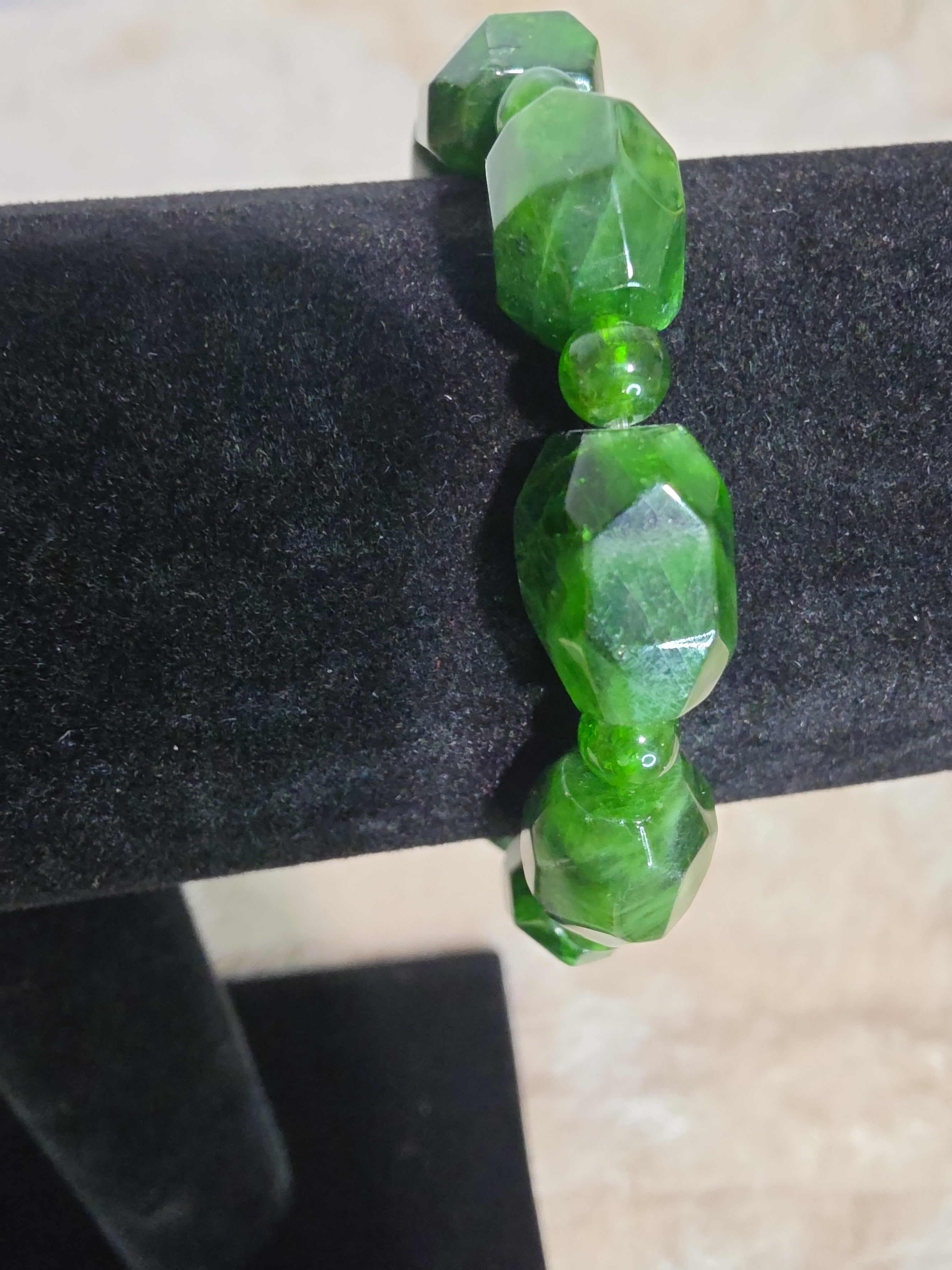 13–14mm Faceted Green Diopside Bracelet
