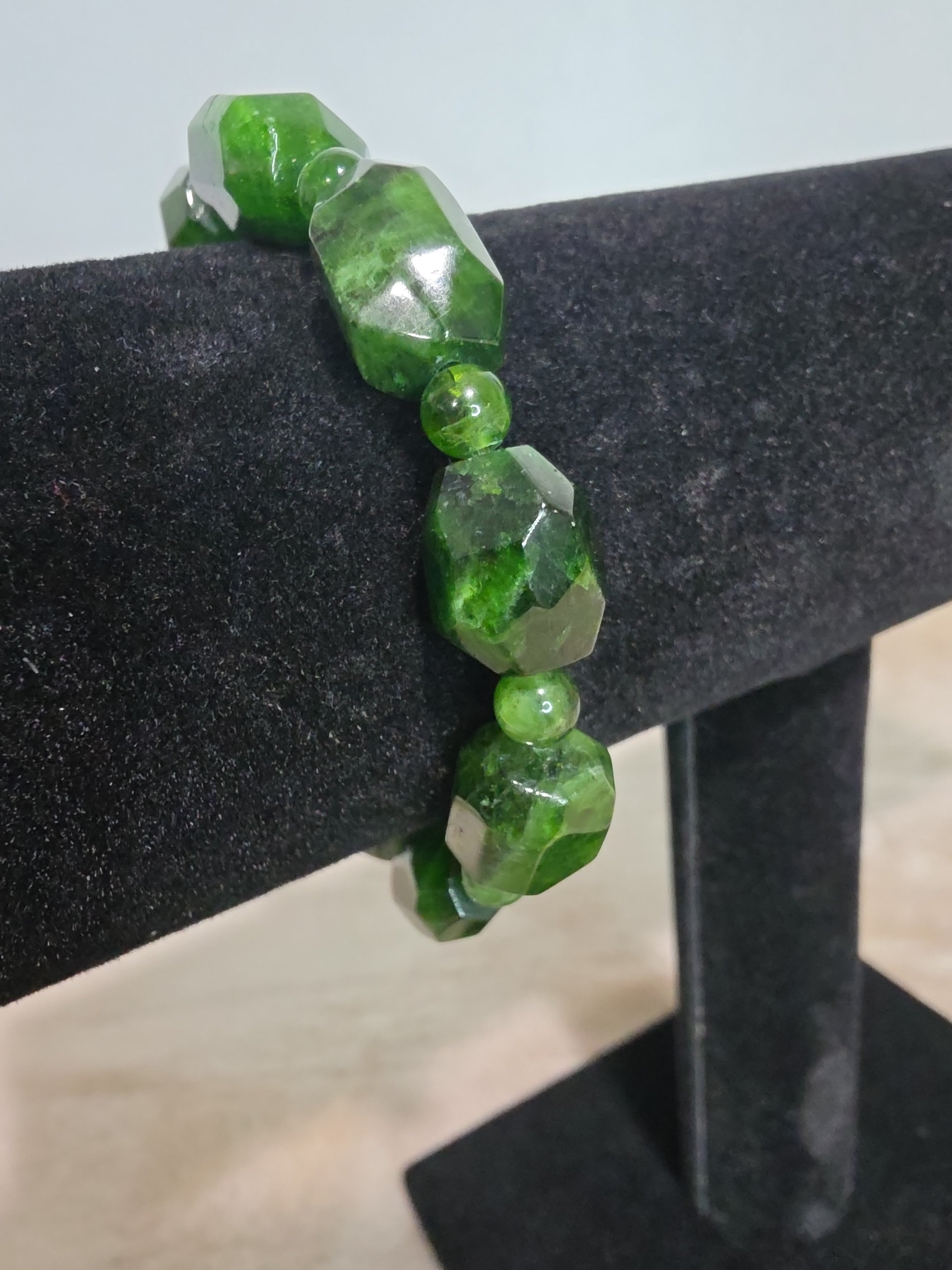 13–14mm Faceted Green Diopside Bracelet