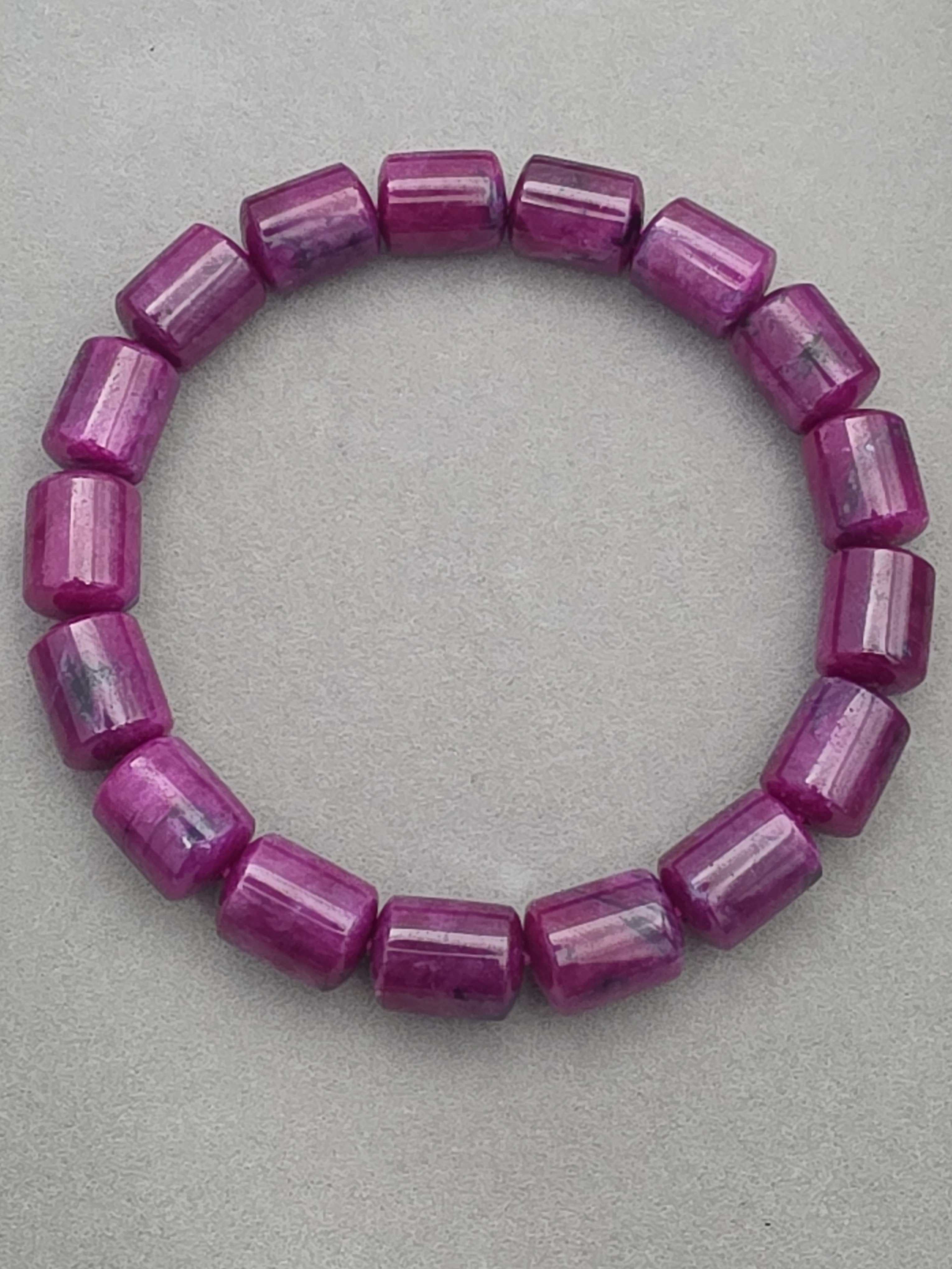 Ruby Zoisite Barrel Bracelet – 11–12mm Statement Gemstone Bracelet