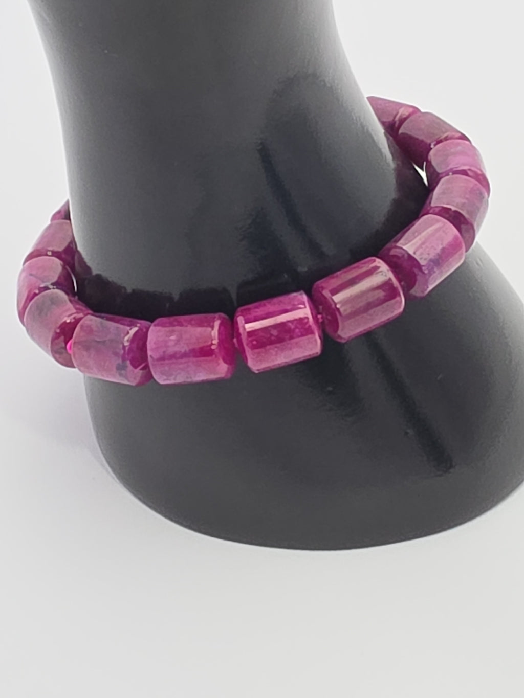 Ruby Zoisite Barrel Bracelet – 11–12mm Statement Gemstone Bracelet