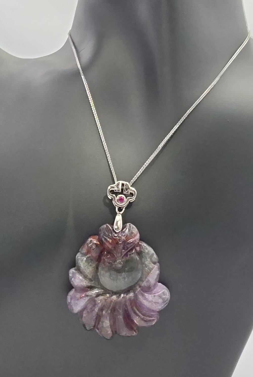 Auralite 23 Nine-Tailed Fox Pendant Necklace | Sterling Silver
