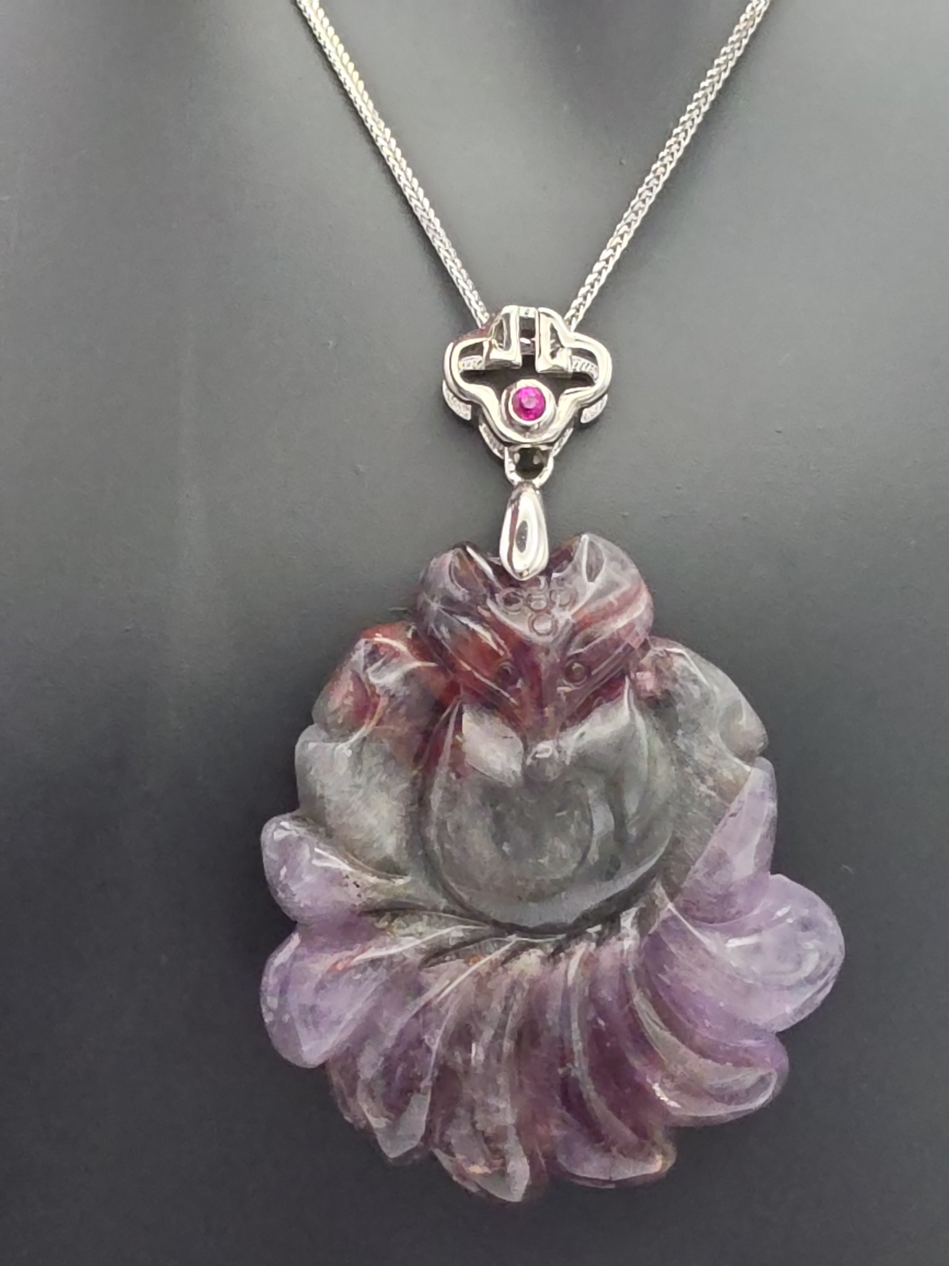 Auralite 23 Nine-Tailed Fox Pendant Necklace | Sterling Silver