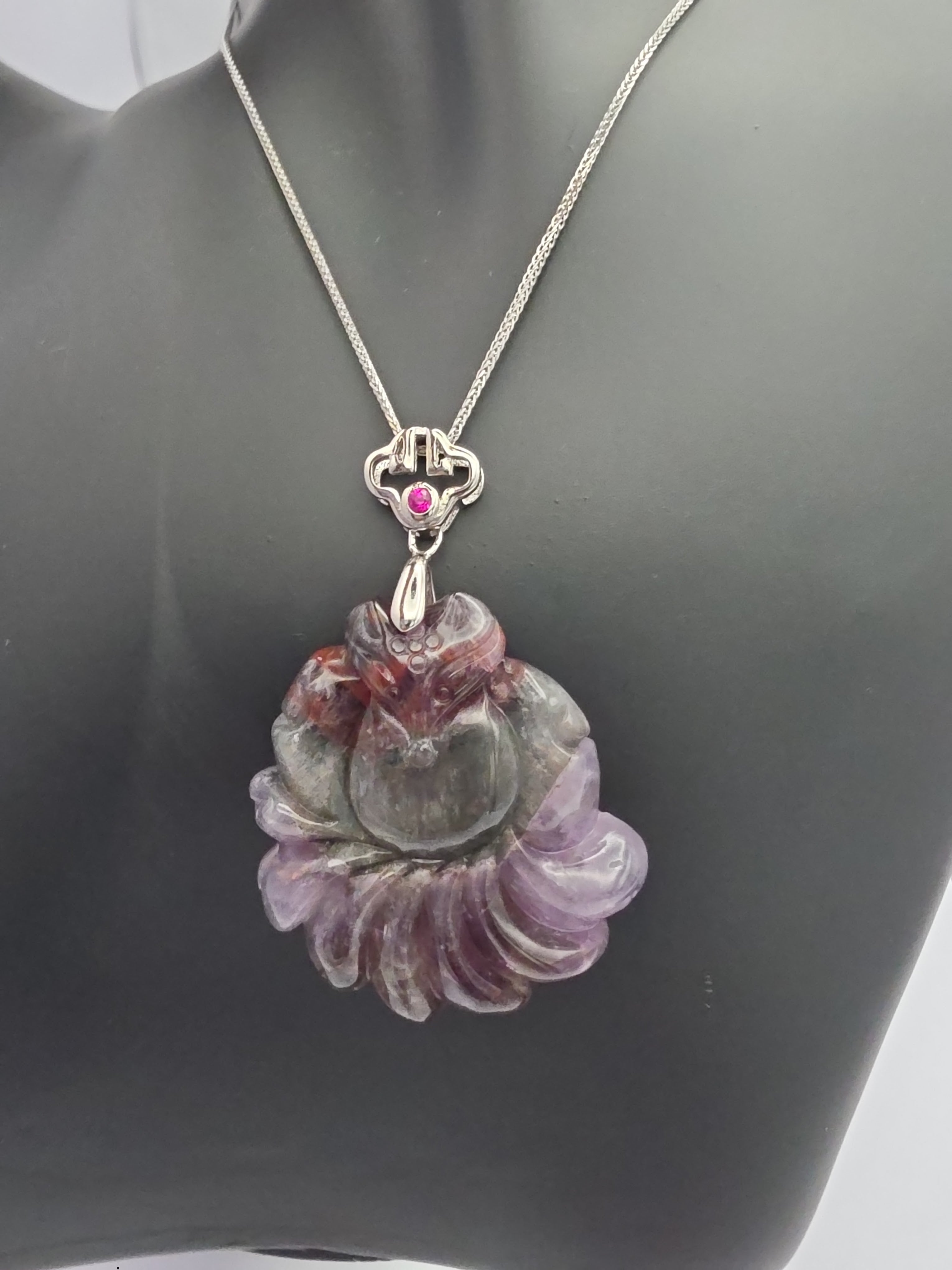 Auralite 23 Nine-Tailed Fox Pendant Necklace | Sterling Silver
