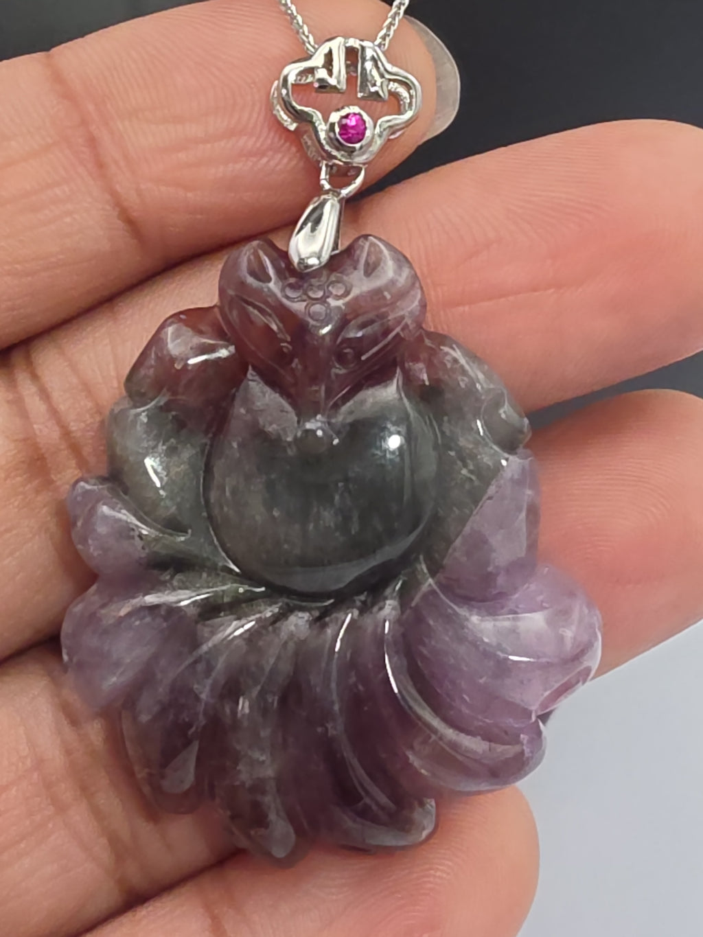 Auralite 23 Nine-Tailed Fox Pendant Necklace | Sterling Silver