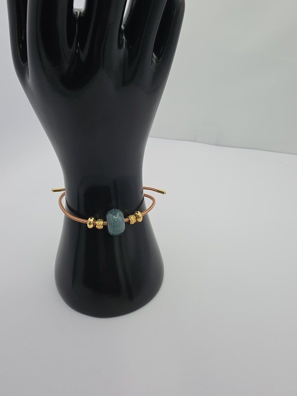Blue Water Jade Gold Accent Bracelet