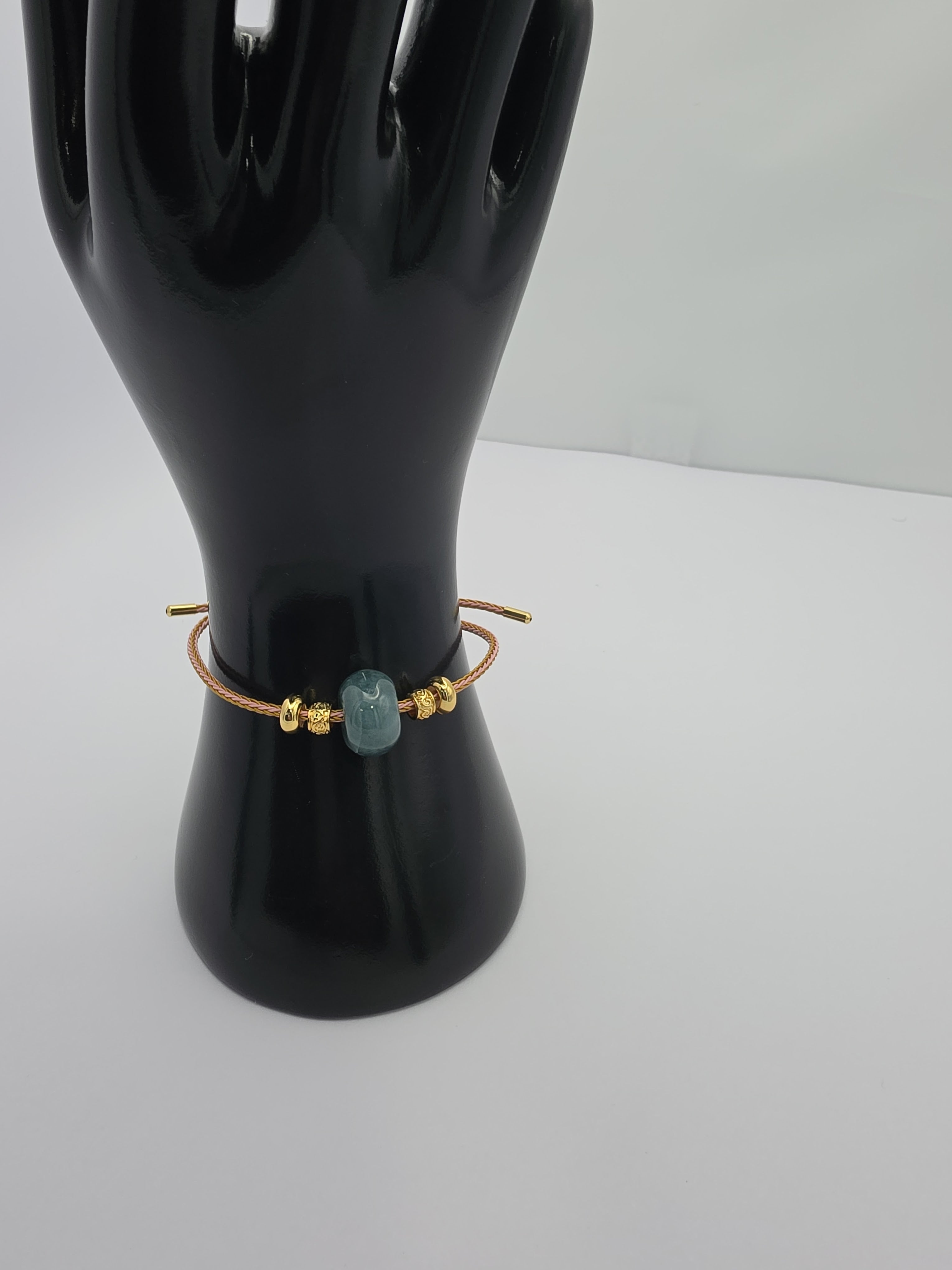Blue Water Jade Gold Accent Bracelet