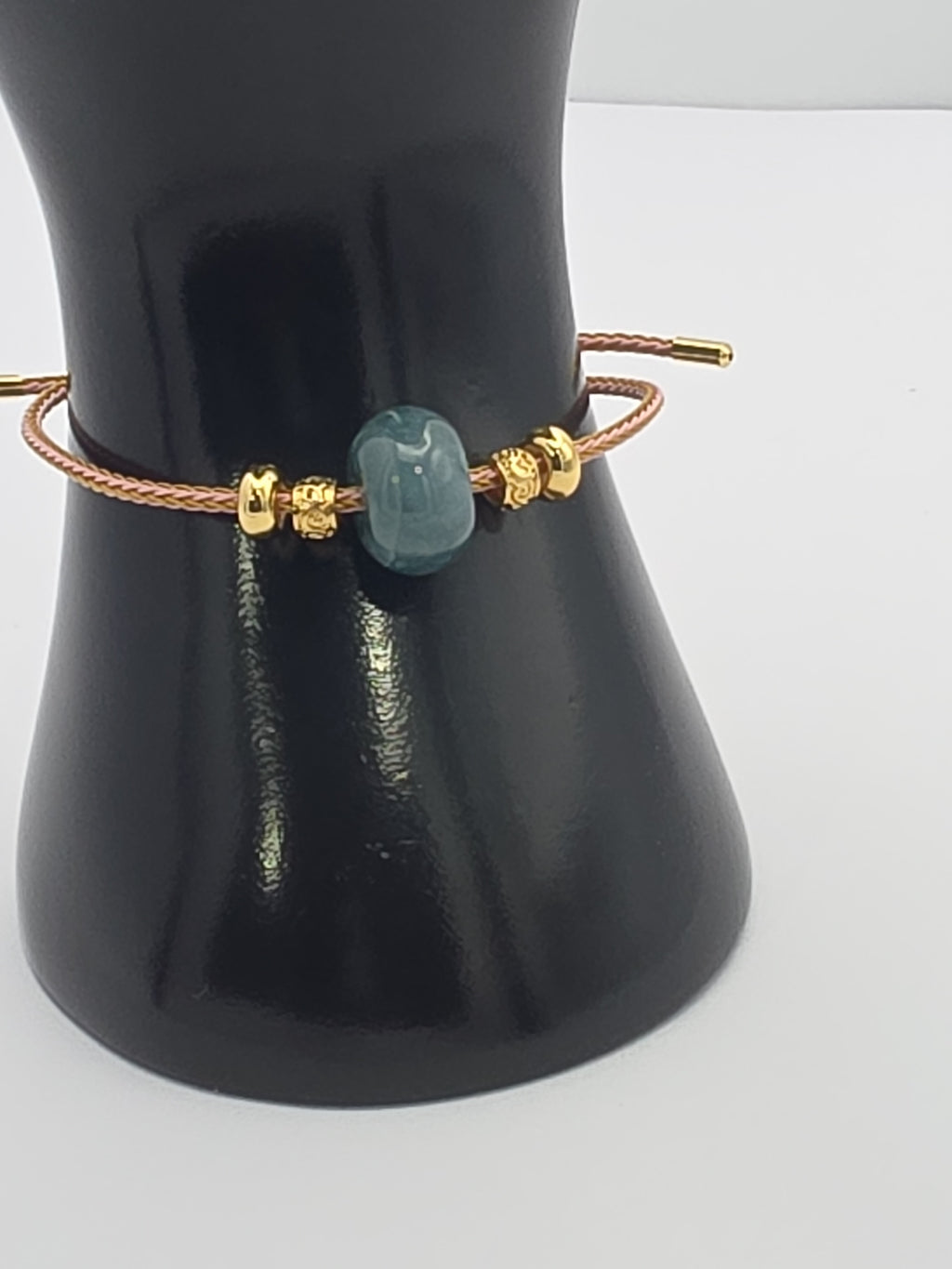 Blue Water Jade Gold Accent Bracelet