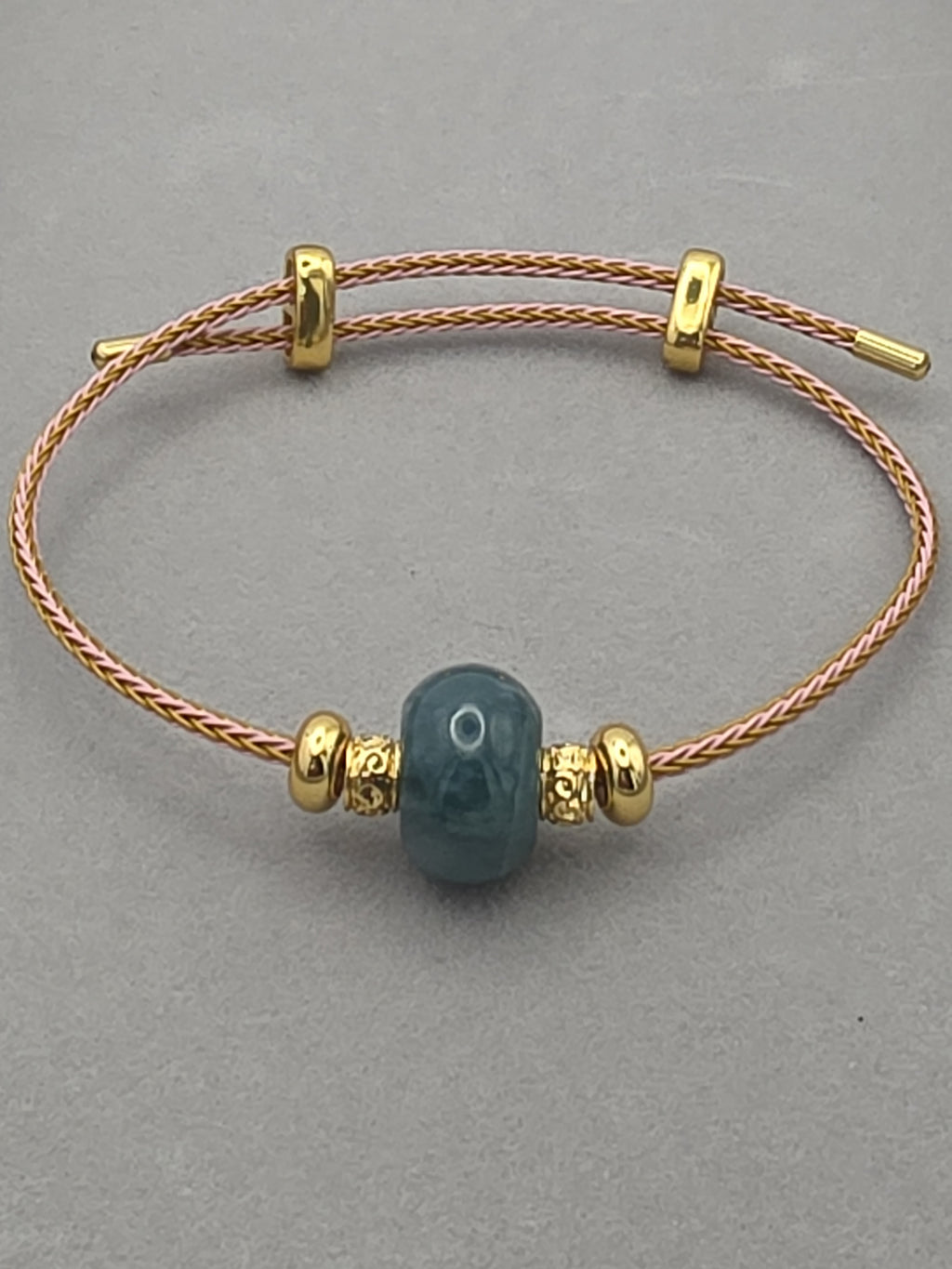 Blue Water Jade Gold Accent Bracelet