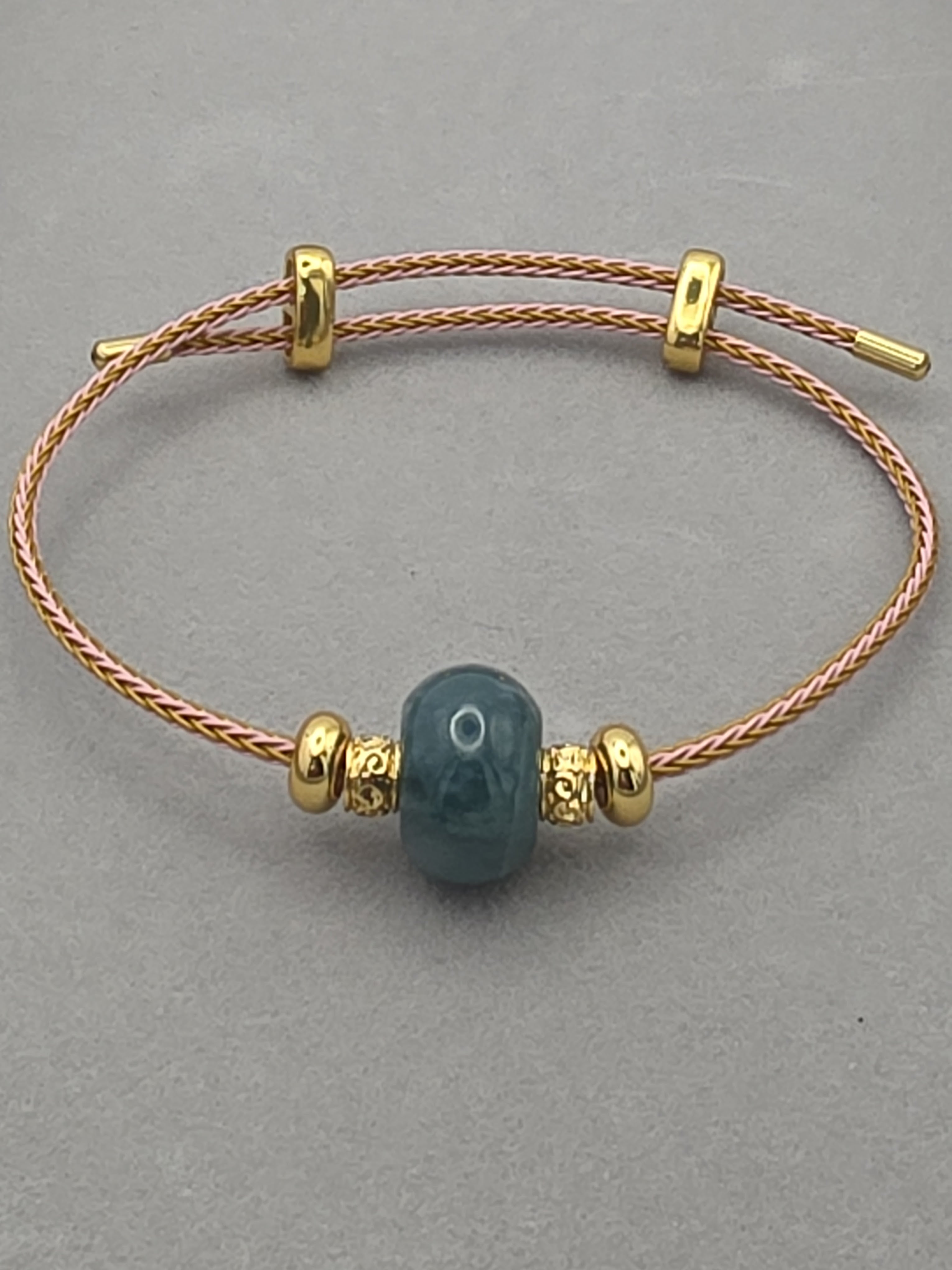 Blue Water Jade Gold Accent Bracelet
