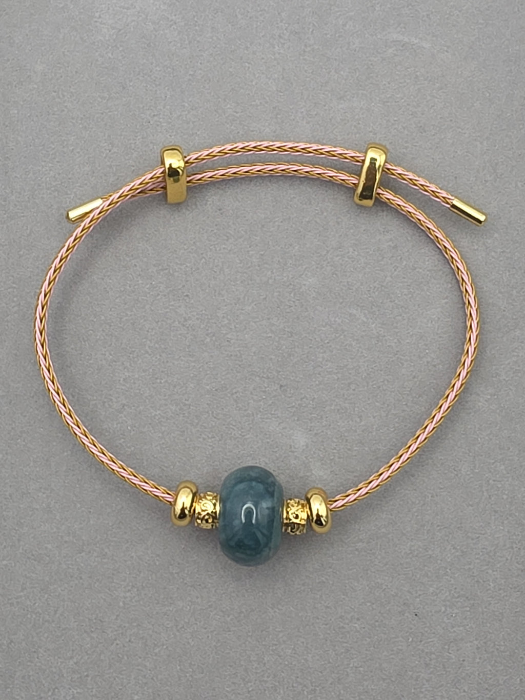 Blue Water Jade Gold Accent Bracelet
