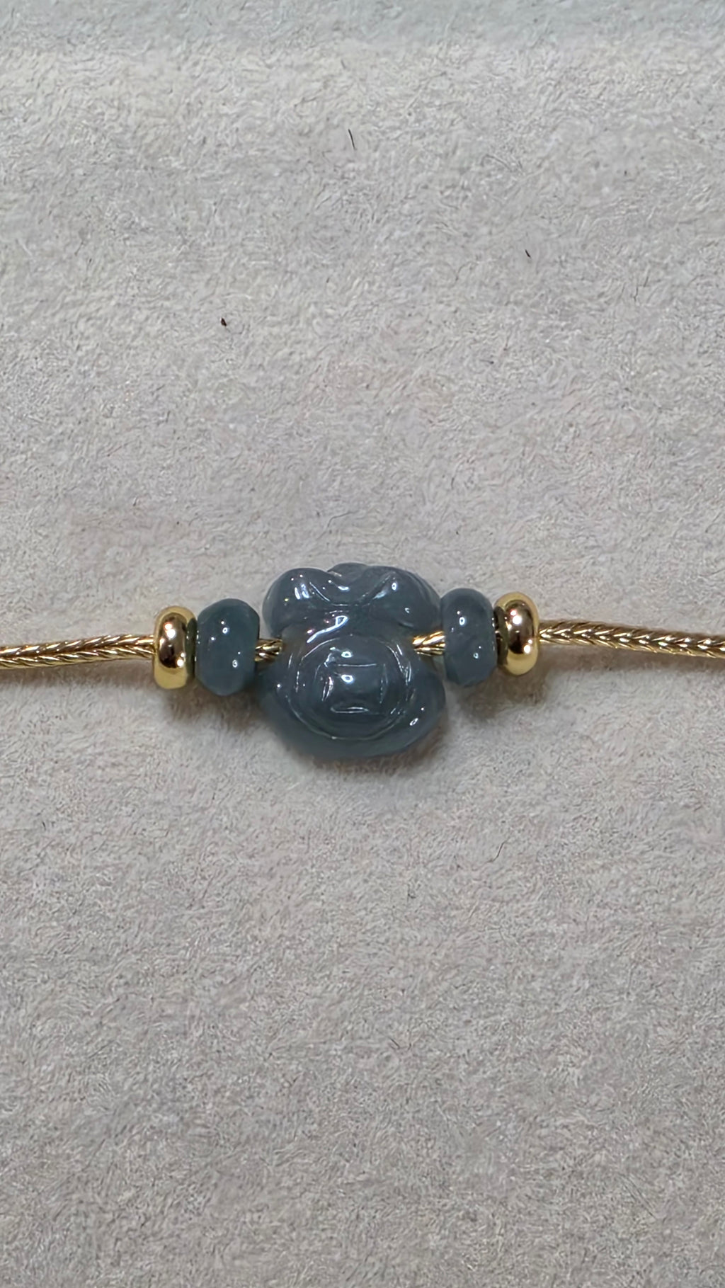 Blue Water Jade Adjustable Gold-Tone Bracelet